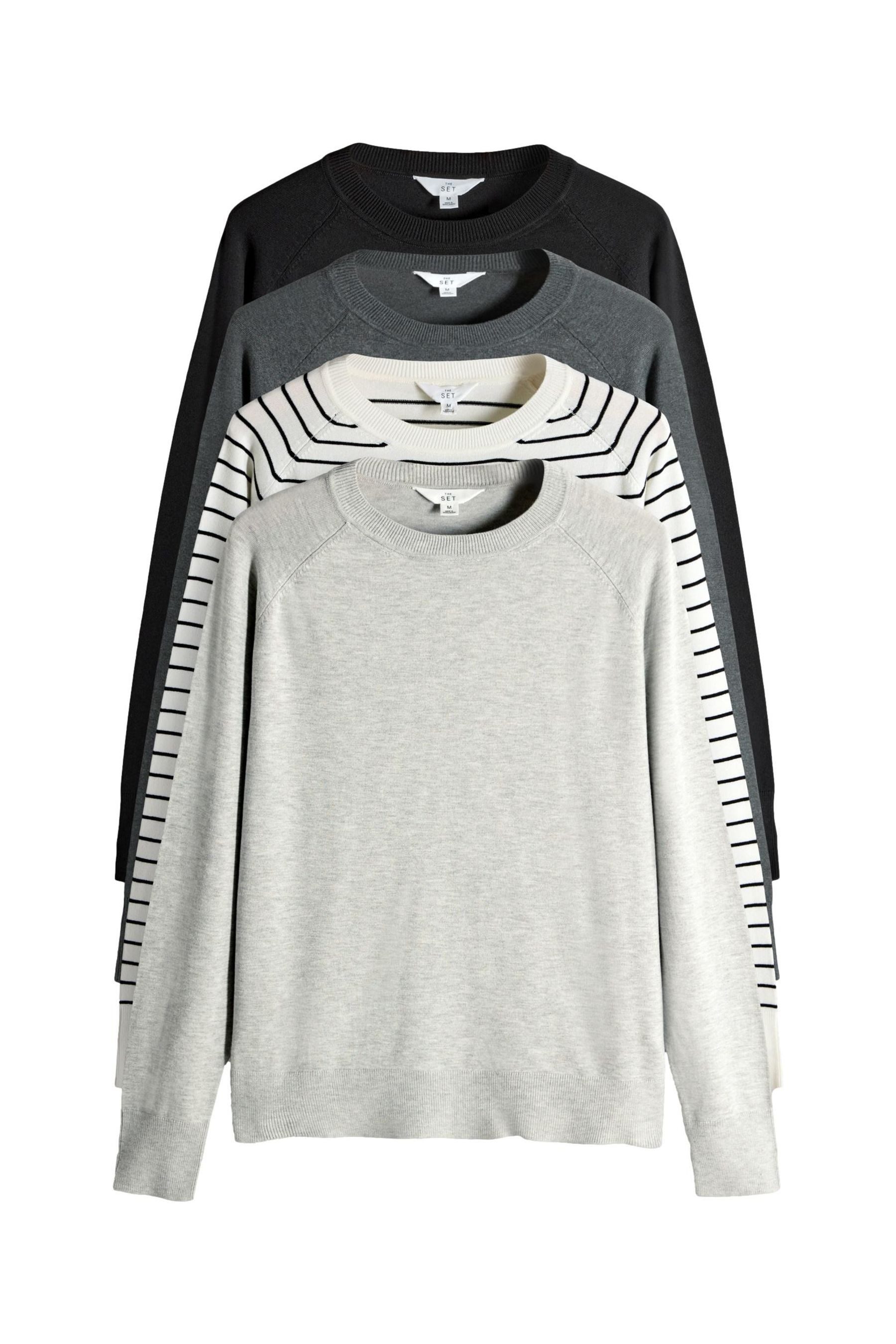 The Set Rundhalspullover The Set Rundhalspullover aus Feinstrick, 4er-Pack günstig online kaufen
