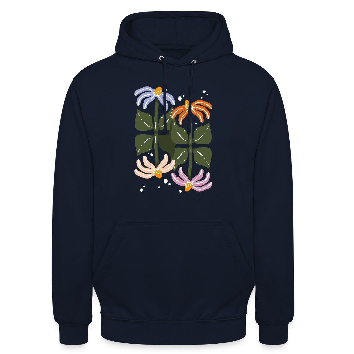 Hoodie Bunte Retro Blumen Illustration Im Boho Stil Unisex Hoodie