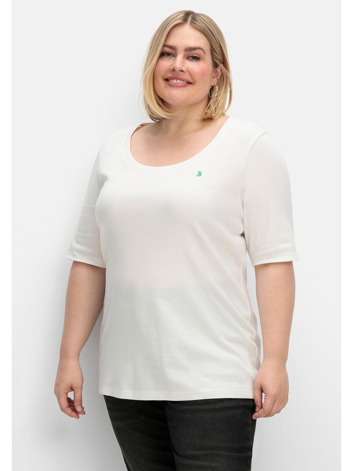 Sheego T-Shirt Große Größen in feiner, dehnbarer Rippqualität