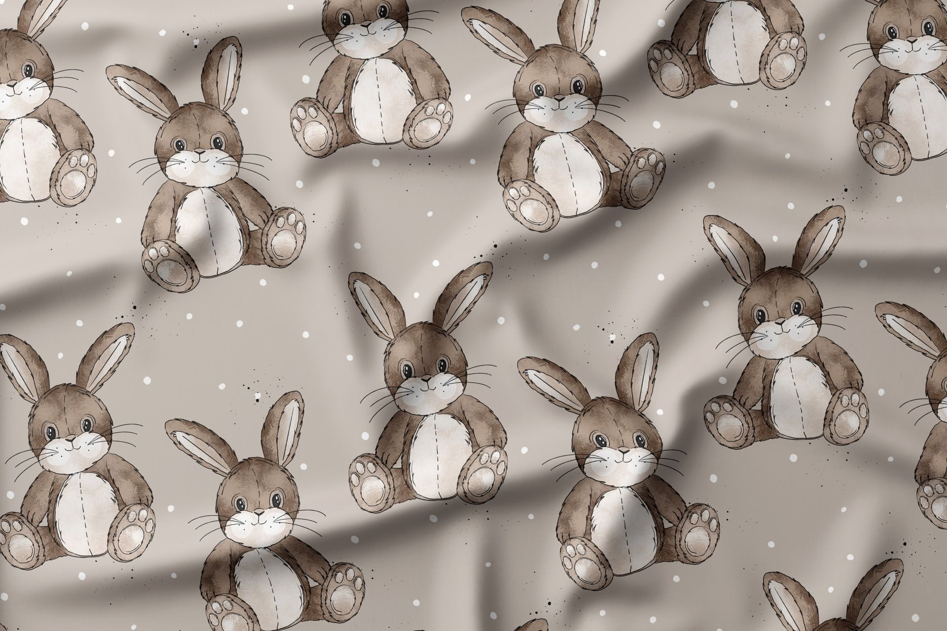 Leylas Welt Stoff Stoff Jersey Teddyhase Kuscheltier Katzengold Design, Reaktivdruck