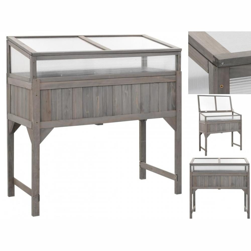 vidaXL Pflanztisch Hochbeet mit Gewächshaus 110x54x120 cm Massivholz