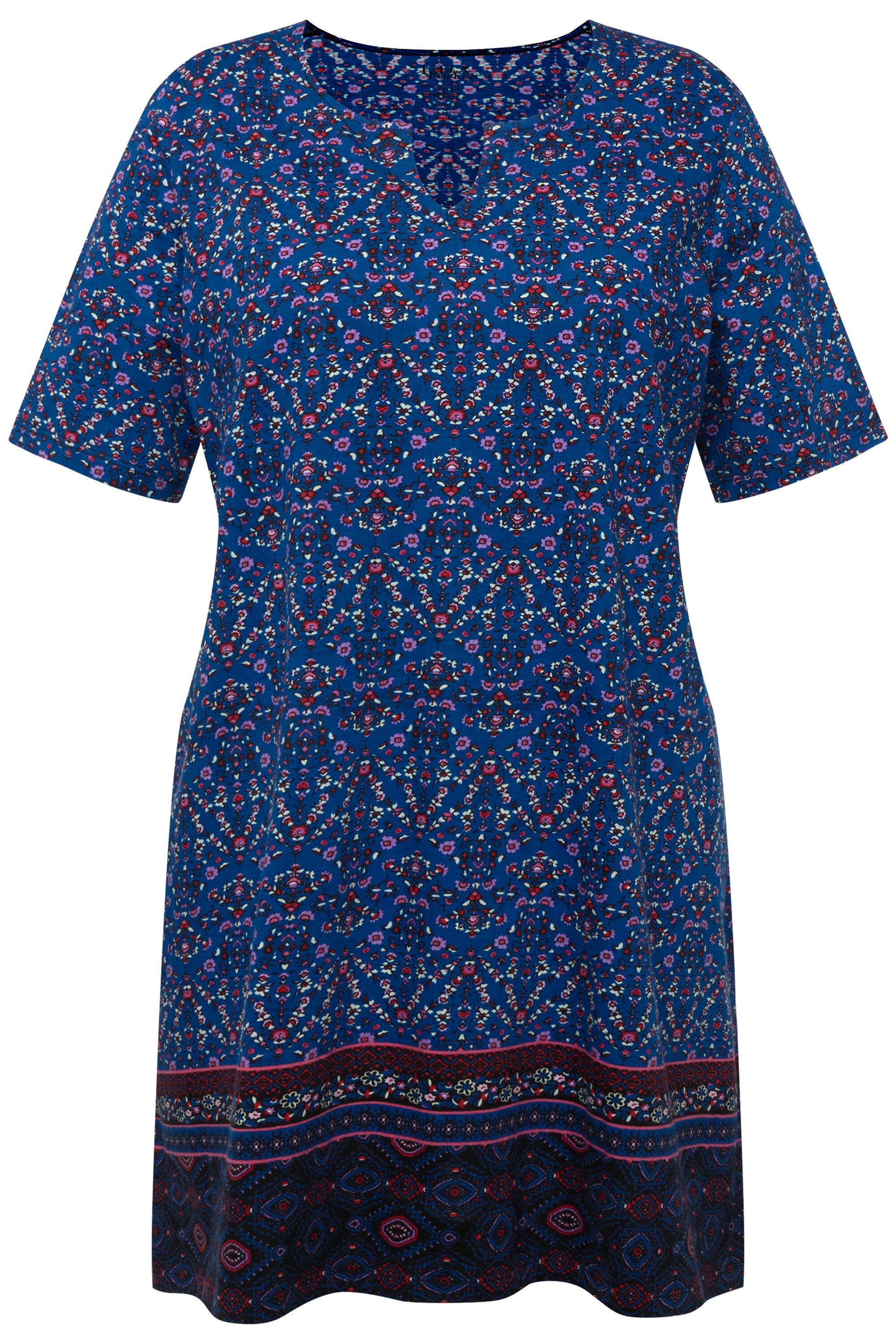 Ulla Popken Longshirt Longshirt A-Linie Tunika-Ausschnitt günstig online kaufen
