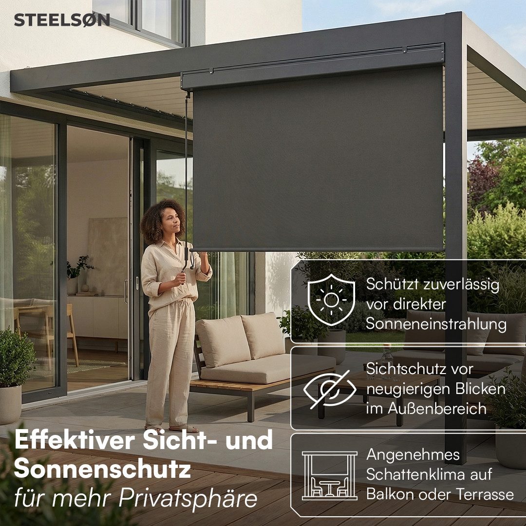 STEELSØN Senkrechtmarkise Azurian, Sichtschutz, Windschutz, Sonnenschutz (Anthrazit, 160x250 cm) Vertikalmarkise, verfügbar in verschiedenen Größen – Bild 2 von 5
