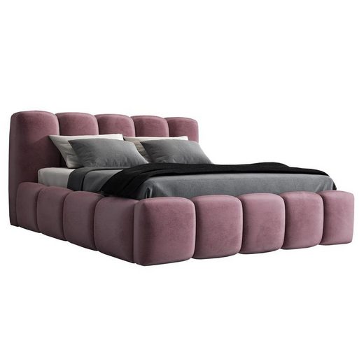 A&J MÖBELLAND GMBH Polsterbett SONIC mit Bettkasten und Lattenrost 140x200 cm Flamingo