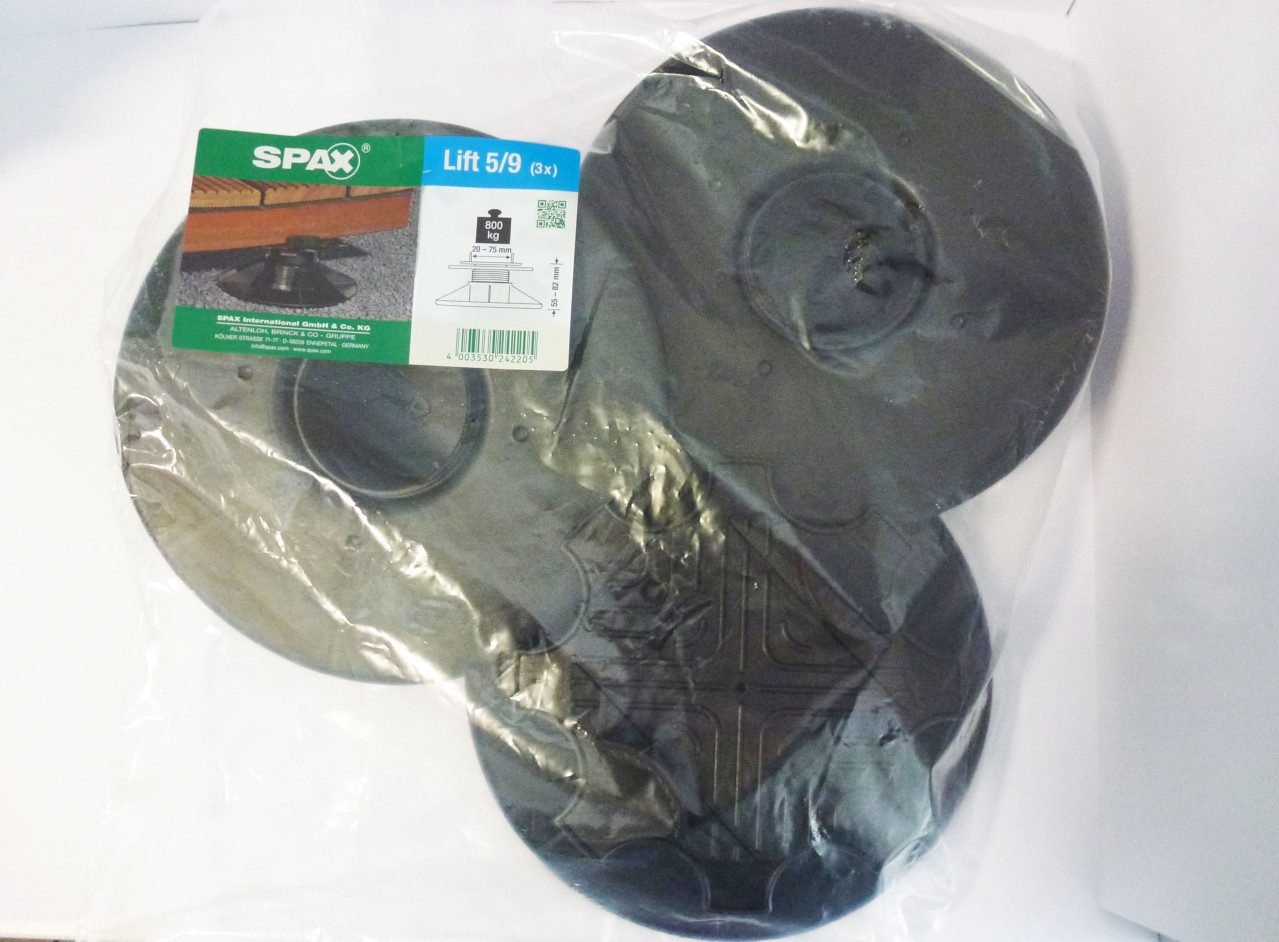 SPAX Wasserwaage Spax Terrassenträger Lift 5/9 55 - 82 mm, 3 Stück