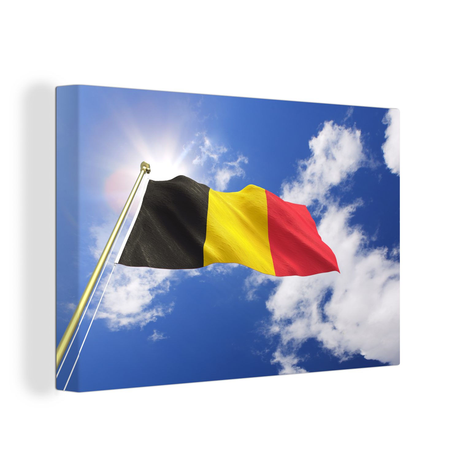 Leinwandbilder, Flagge Himmel, belgische cm Wanddeko, weht am Leinwandbild Aufhängefertig, (1 St), Die Wandbild OneMillionCanvasses® 30x20