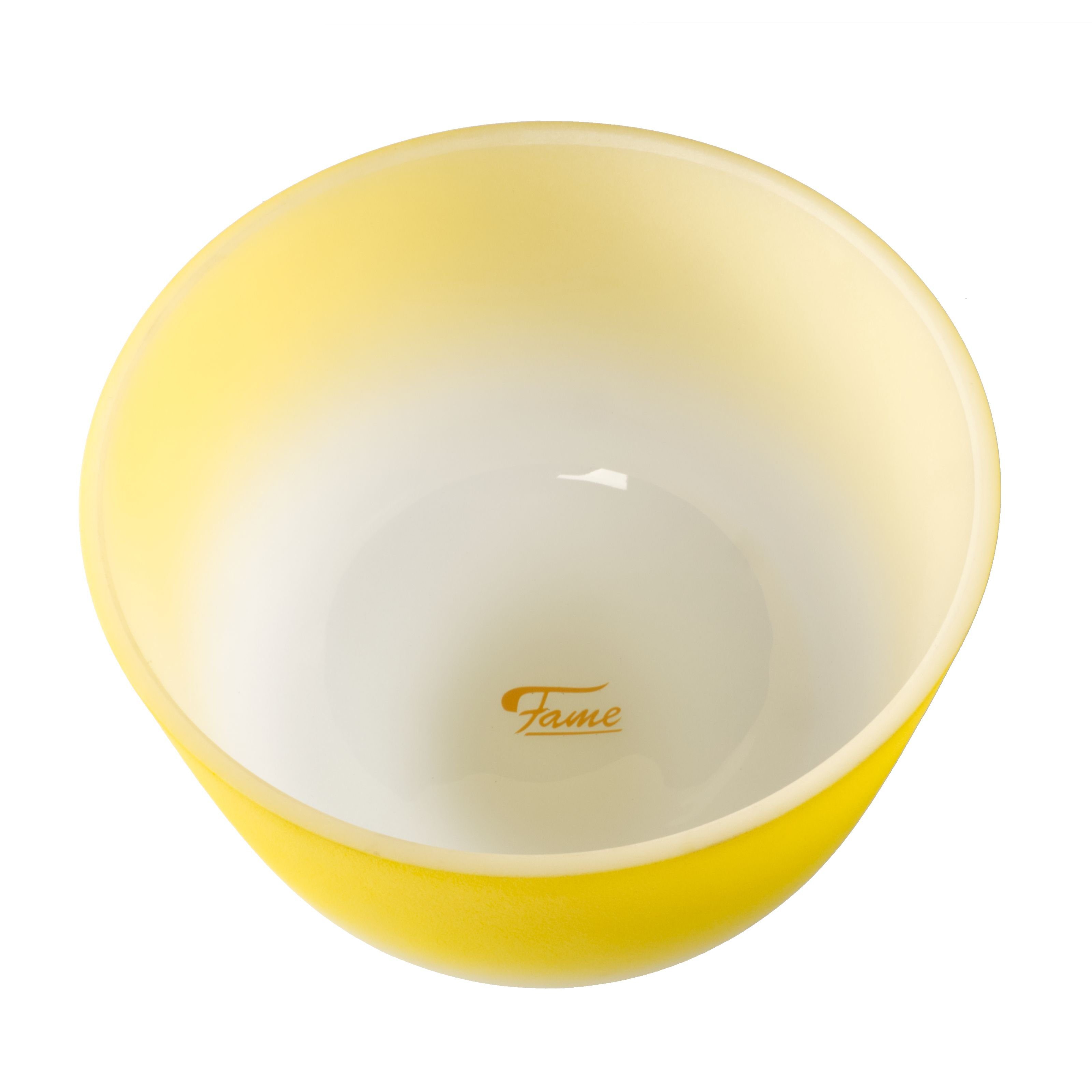 FAME Klangschalen,Kristallklangschale 12" Gelb E4 440 Hz Reines Quarz Geeignet für Meditation und Heilung Inklusive Tasche Schlägel und Silikonring, Percussion, Klangschalen, Kristallklangschale, 12 Zoll, Gelb E4 440 Hz, Reines Quarz