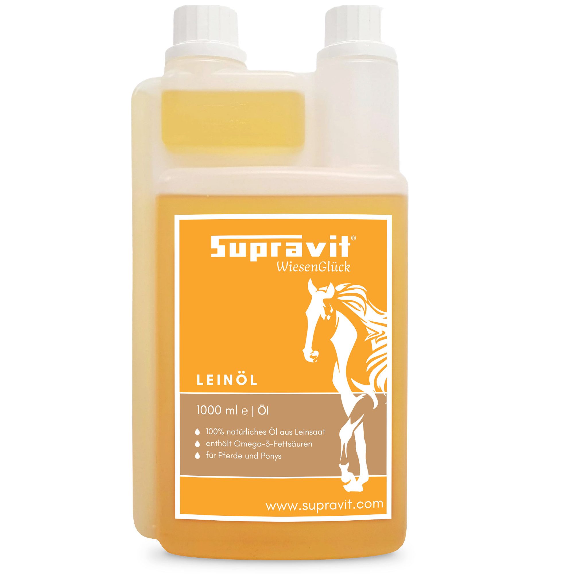 Supravit Ergänzungs Liquide für Pferde 1 Liter - 100% natürliche Unterstützung Leinöl, Nahrungsergänzungsmittel für: Pferd