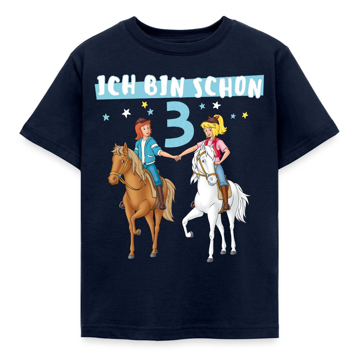Spreadshirt T-Shirt Bibi & Tina Geburtstag Ich Bin Schon Drei Kinder T-Shirt (1-tlg) Fällt klein aus. Wir empfehlen, eine Größe größer zu bestellen.