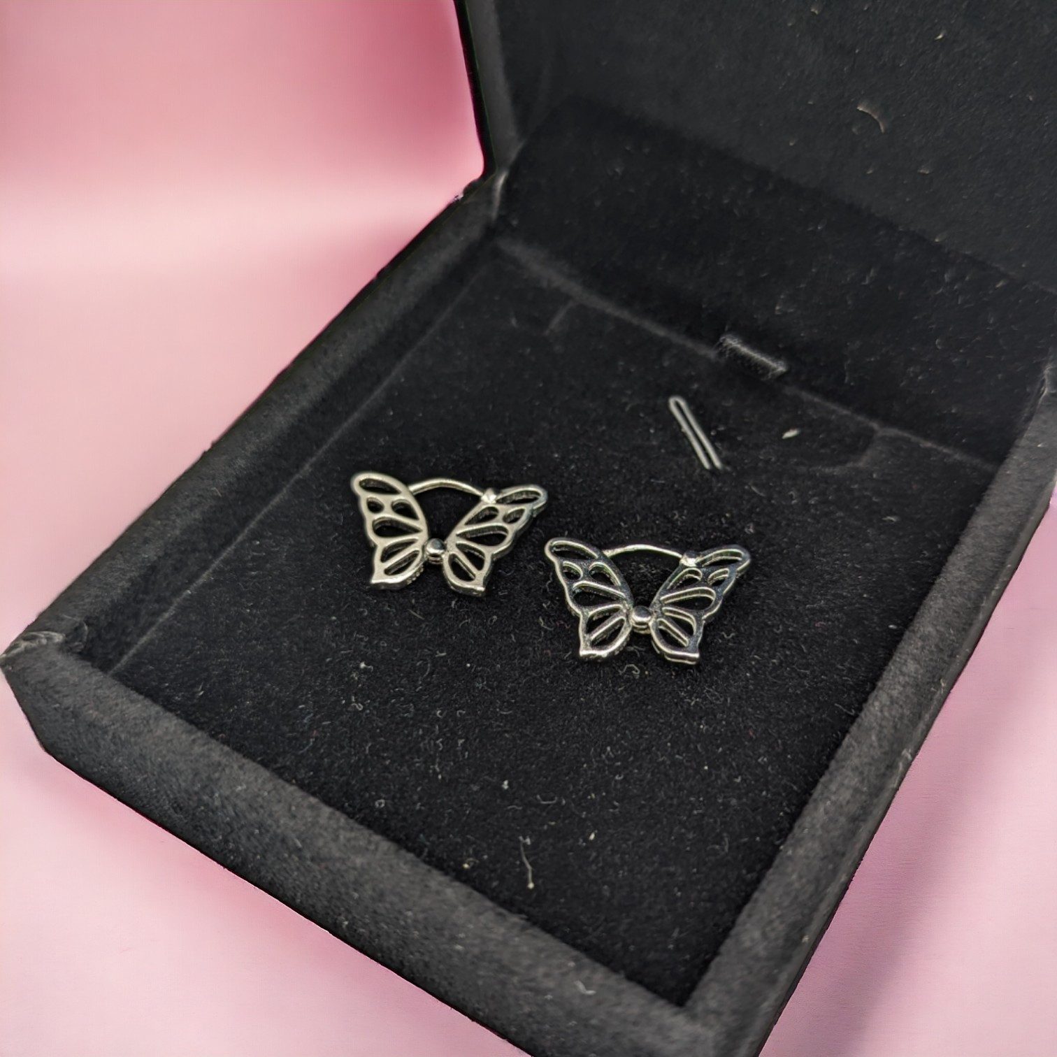 Eyecatcher Paar Creolen Ohrklemme Ohrclip Schmetterling Klemmverschluss silberfarben (Paar, 2x Ohrring)