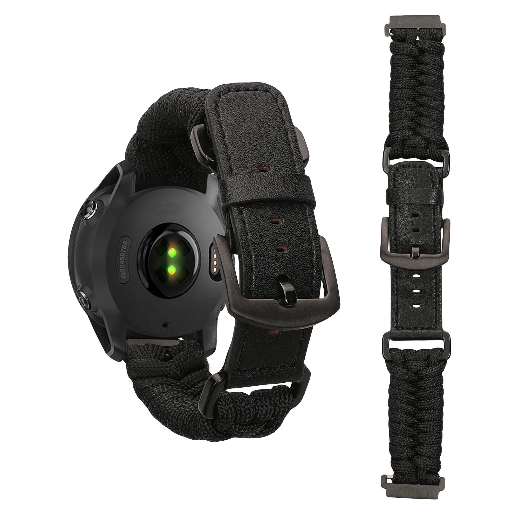 kwmobile Smartwatch-Armband Ersatzarmband geflochten für Garmin Forerunner 55 / 158 / 245 / 245, Armband Fitnesstracker Sportarmband aus PU Leder mit Uhrenverschluss