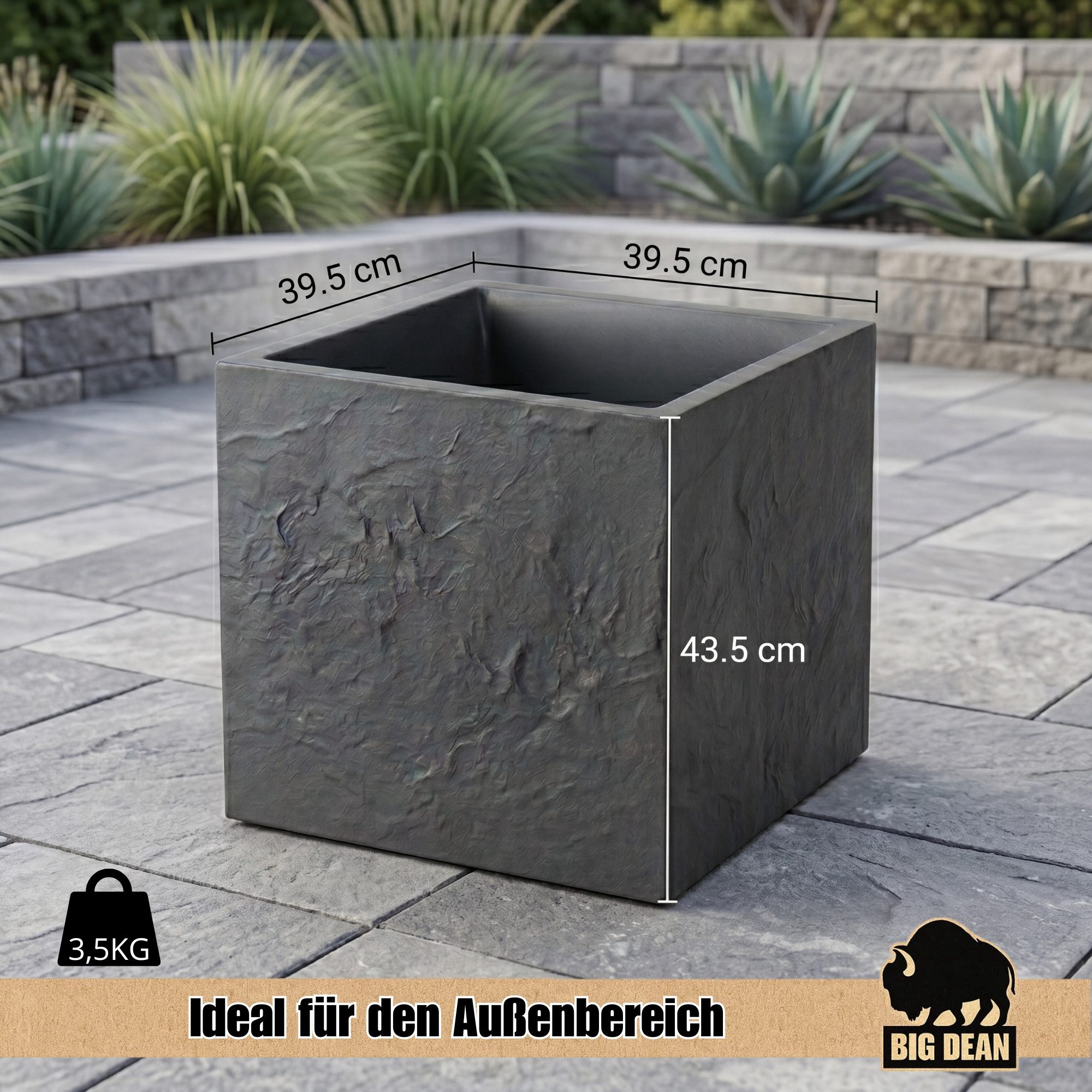 BigDean Pflanzkübel Blumenkübel Doppelwandig Sehr Stabil (Packung, 1 St., Pflanzkübel), Premium-Look, Doppelwandig, Robust, Schwer