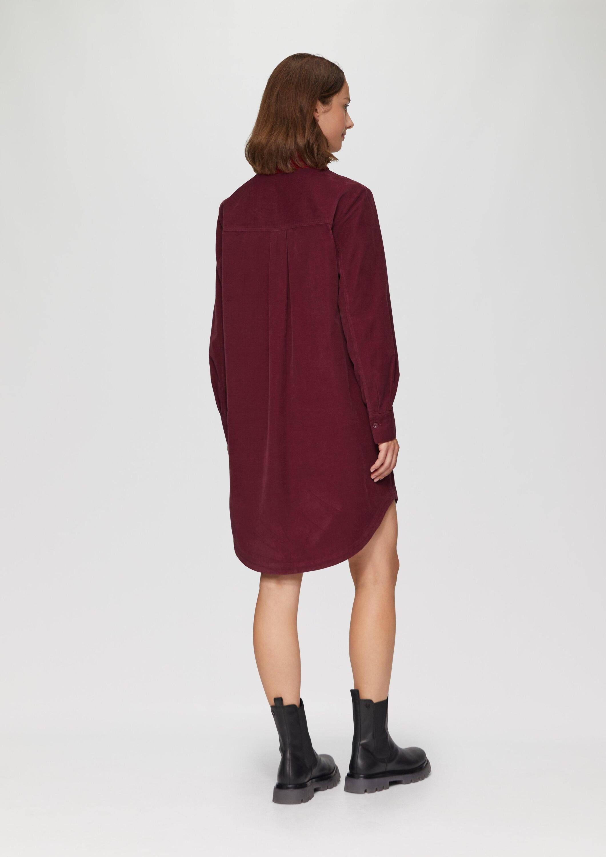 s.Oliver Minikleid Kleid Hemdblusenkleid aus Feincord mit seitlichen Eingrifftaschen