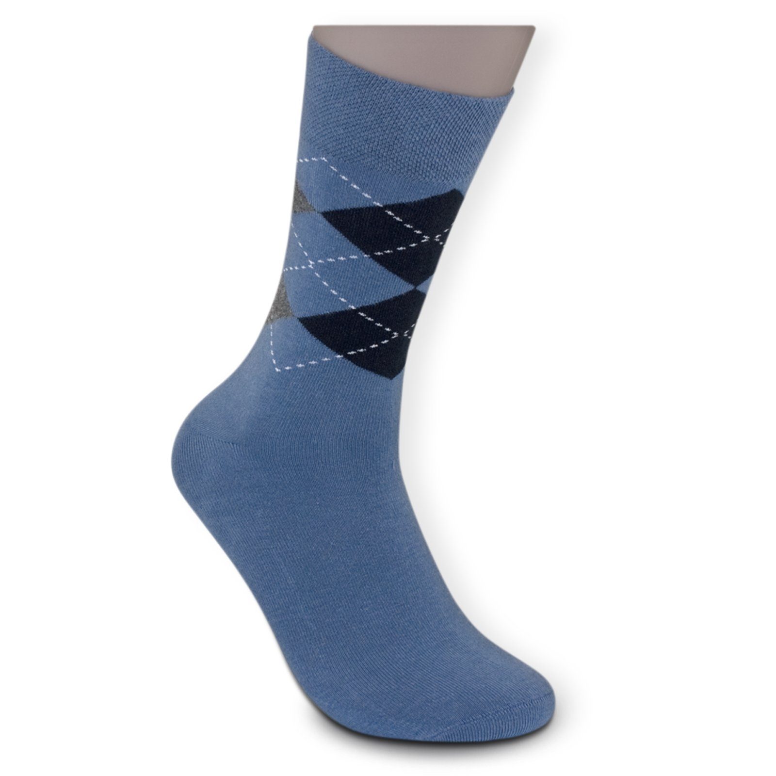 schwarz (Bund, blau) mit Sockenbude Freizeitsocken JACQUARD Komfortbund Die Gummi ohne 5-Paar, grau