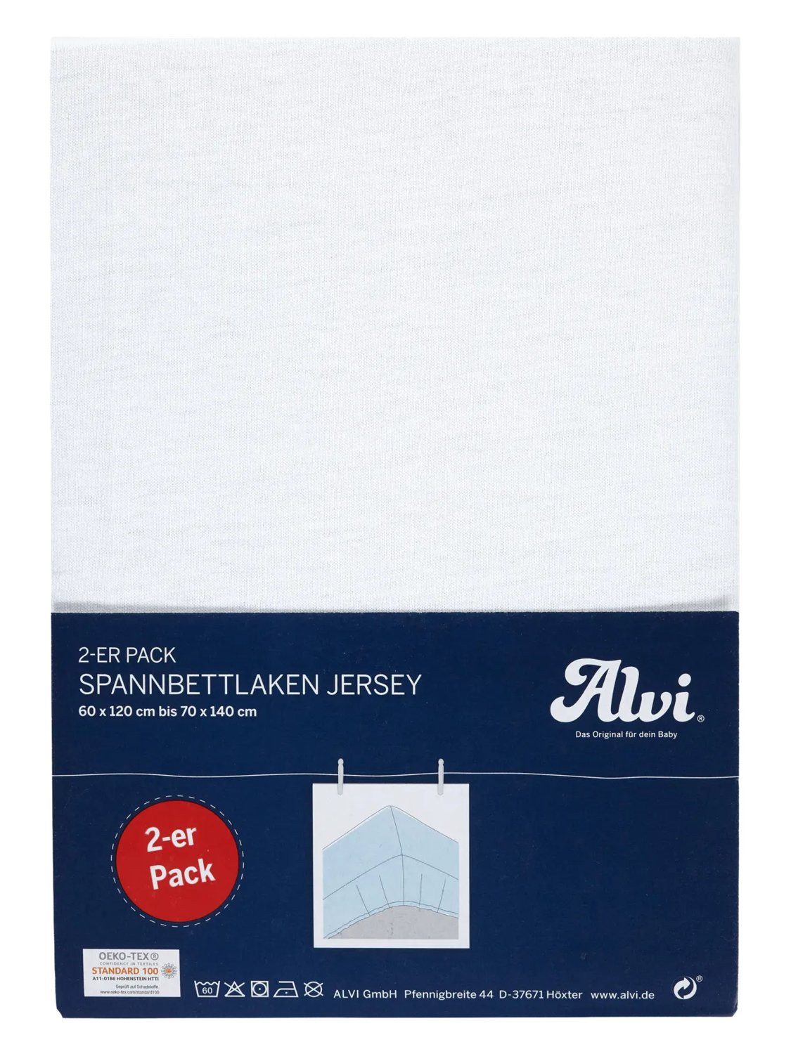 Alvi® Spannbettlaken Spannbettlaken 2er-Pack, Baumwolle, Gummizug: rundum, (2 Stück), faltenfrei durch Gummizug