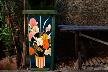 MuchoWow Wandsticker Blumen - Vase - Malerei - Pflanzen (1 St), Mülleimer-aufkleber, Mülltonne, Sticker, Container, Abfalbehälter