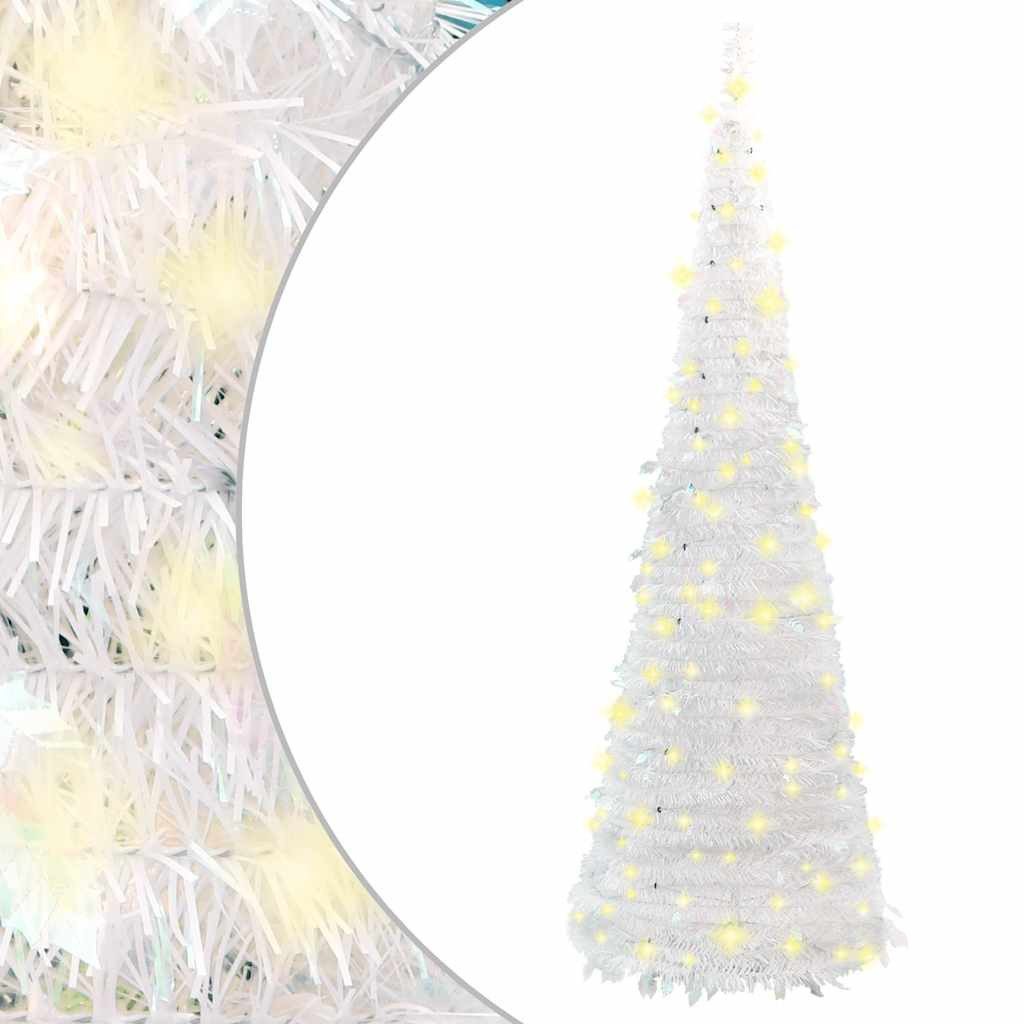 vidaXL LED Baum Pop-Up-Weihnachtsbaum Künstlich 100 LEDs Weiß 150 cm