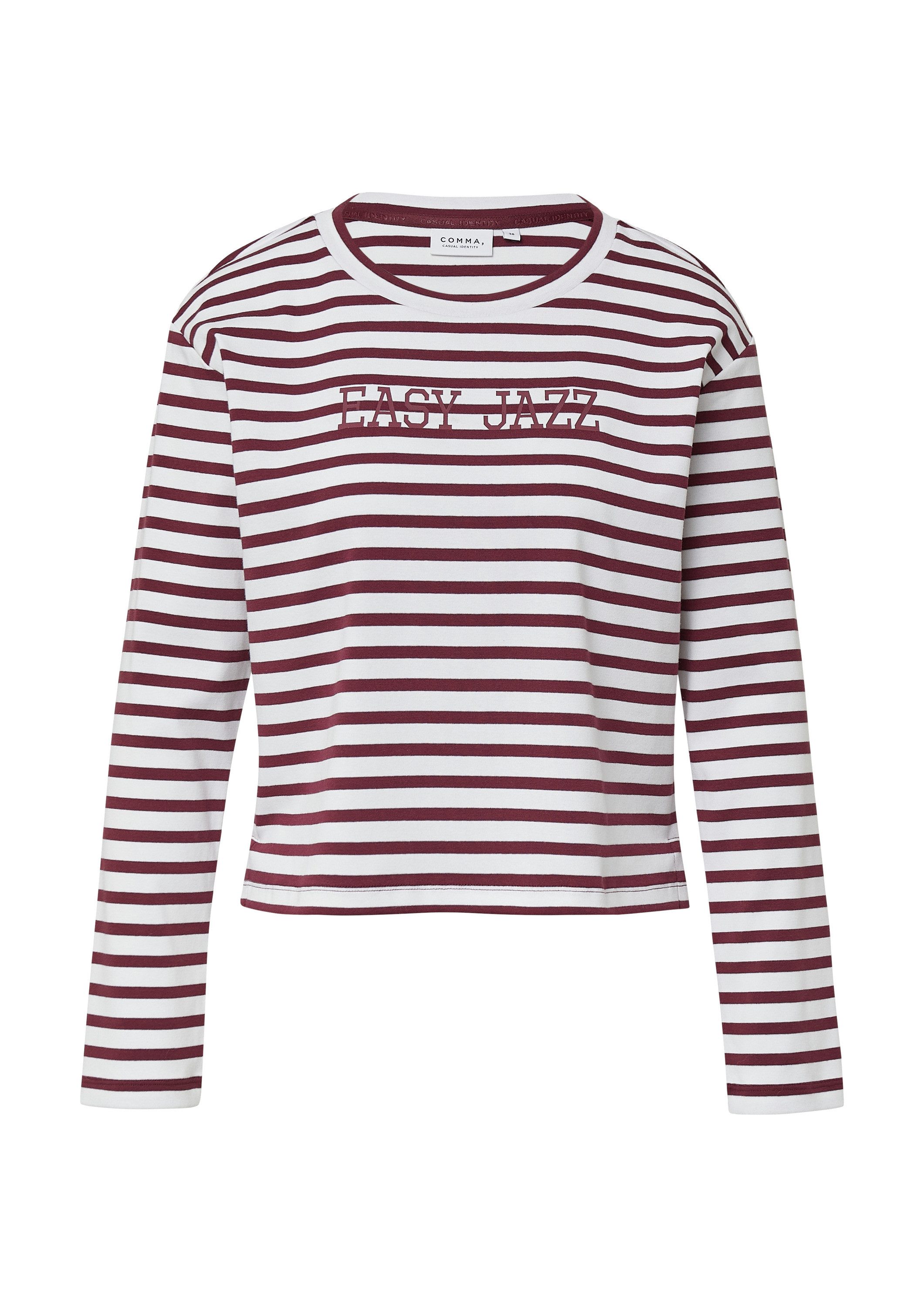 comma Sweatshirt Sweatshirt Verkürztes Streifenshirt mit Frontprint günstig online kaufen