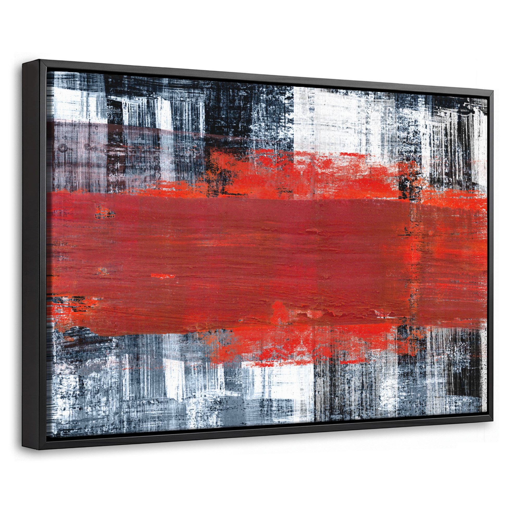 OneMillionCanvasses® Leinwandbild mit Rahmen - Kunstdrucke - Abstrakt - Rot - Öl, Fotodruck (1 St), Bilder, Zimmer Wand Bild Dekoration 30x20cm