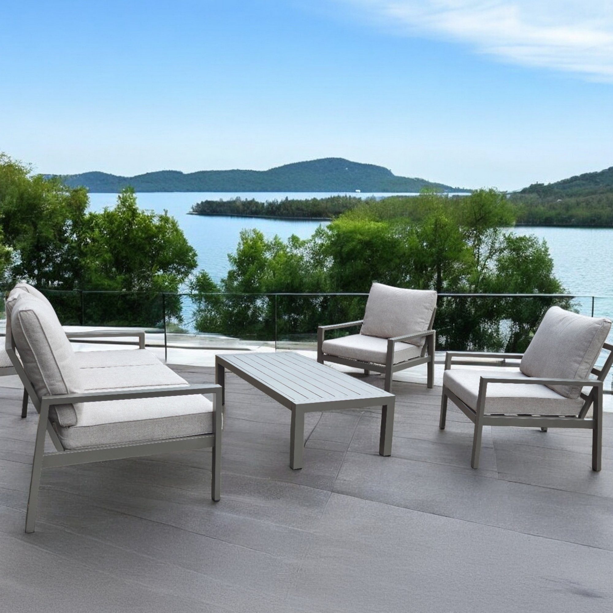 osoltus Gartenlounge-Set osoltus Alu Lounge Gartenmöbel Outdoor Set Haugesund 3er kaktus/beige