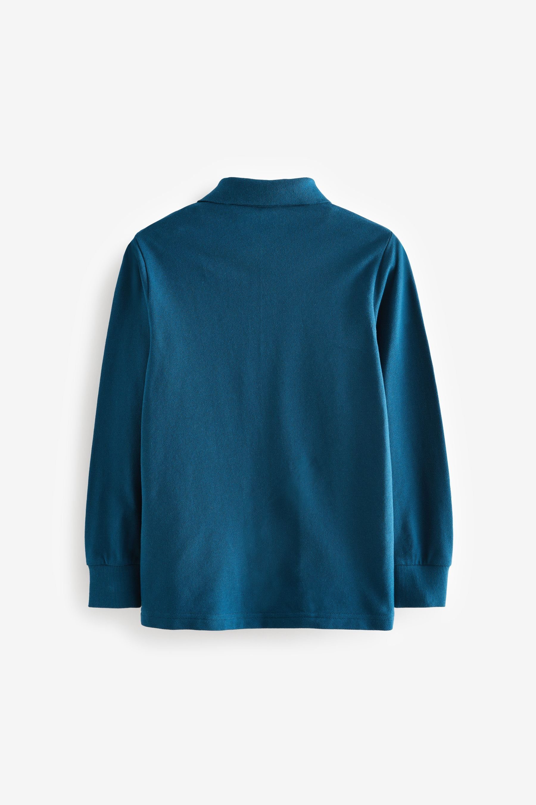 Blue Langarm-Poloshirt Teal Polo-Shirt Langärmeliges Next (1-tlg)