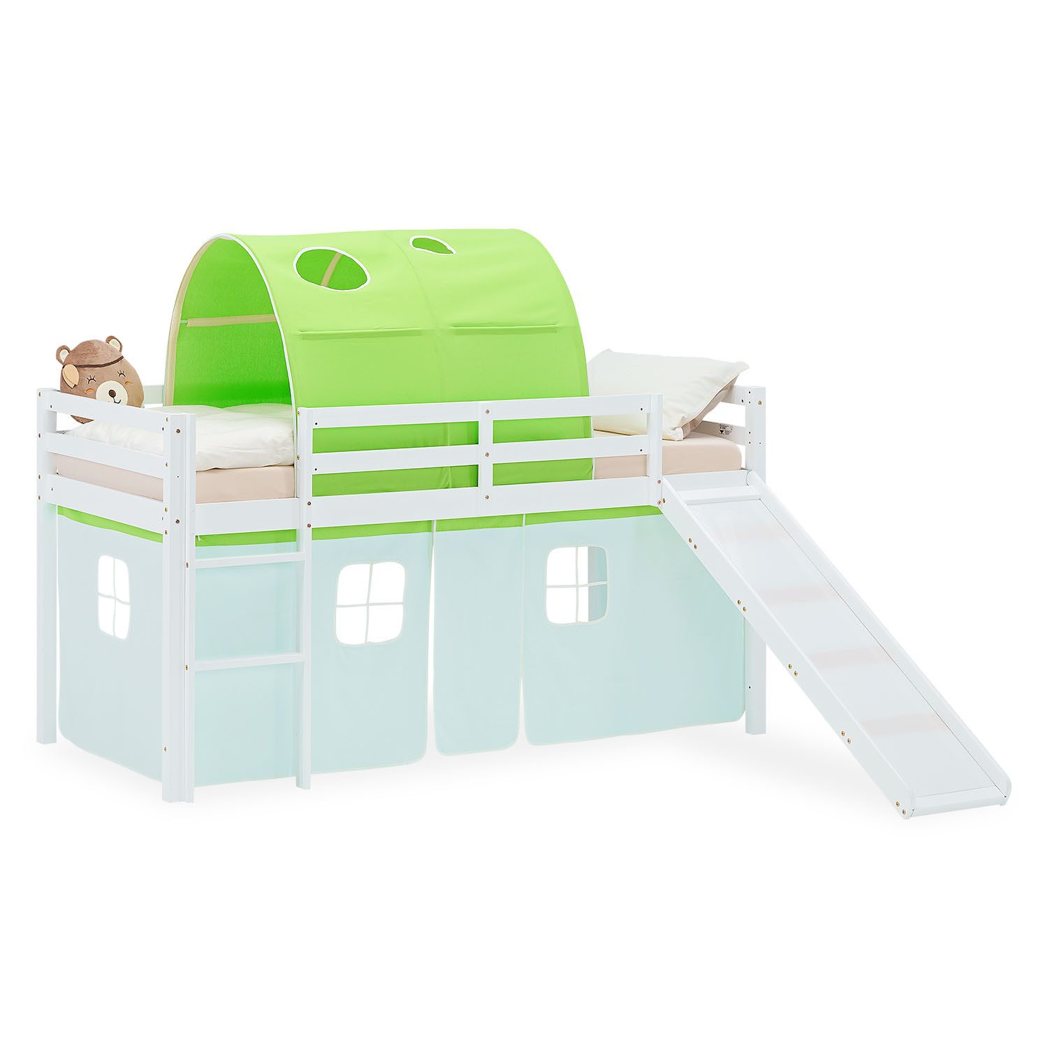 Homestyle4u Hochbett 90x200 Vorhang Stockbett Kinderbett günstig online kaufen
