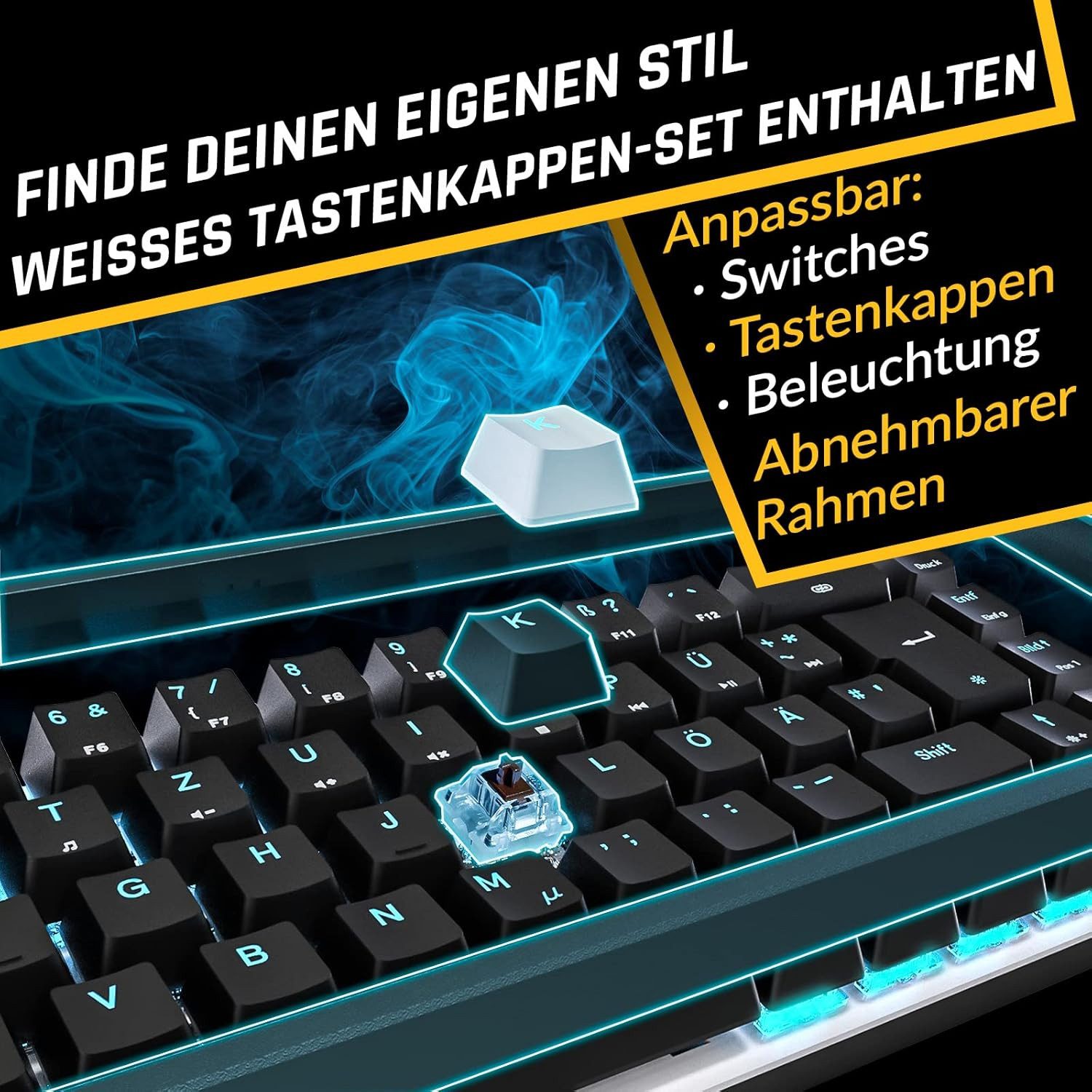 KLIM Switch Gaming-Tastatur (60% Mechanische Tastatur, kabellos, Bluetooth)