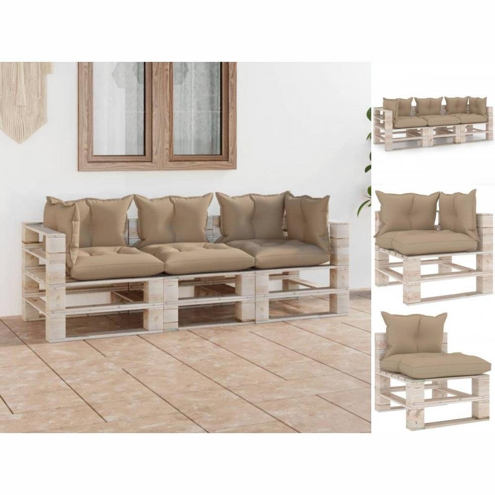 vidaXL GartenEssgruppe GartenPalettensofa 3Sitzer mit Kissen