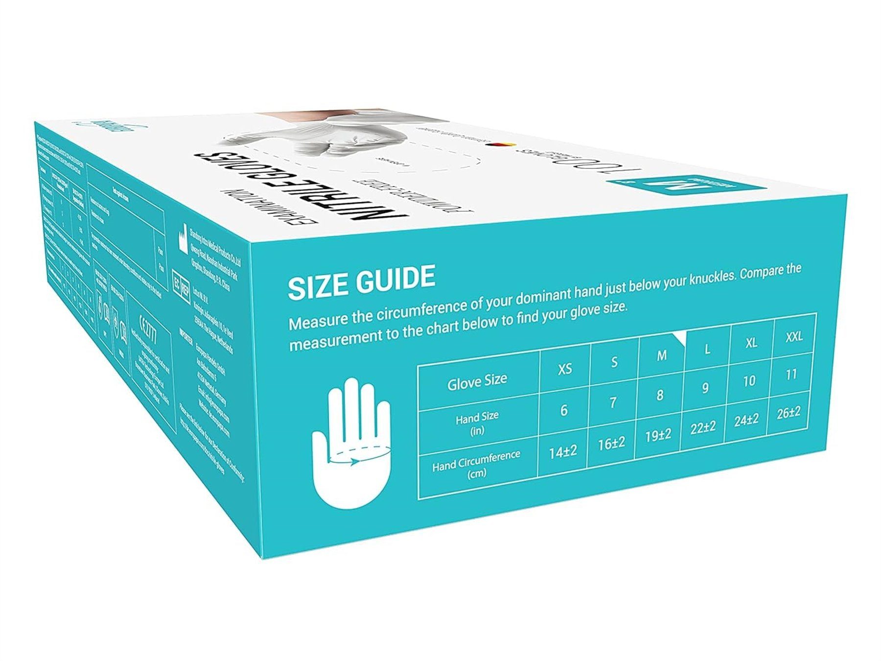 EUROPAPA Nitril-Handschuhe Medical Einmalhandschuhe Untersuchungshandschuhe (200, puderfrei ohne Latex, Gummihandschuhe, EN455 EN374) unsteril latexfrei disposible gloves