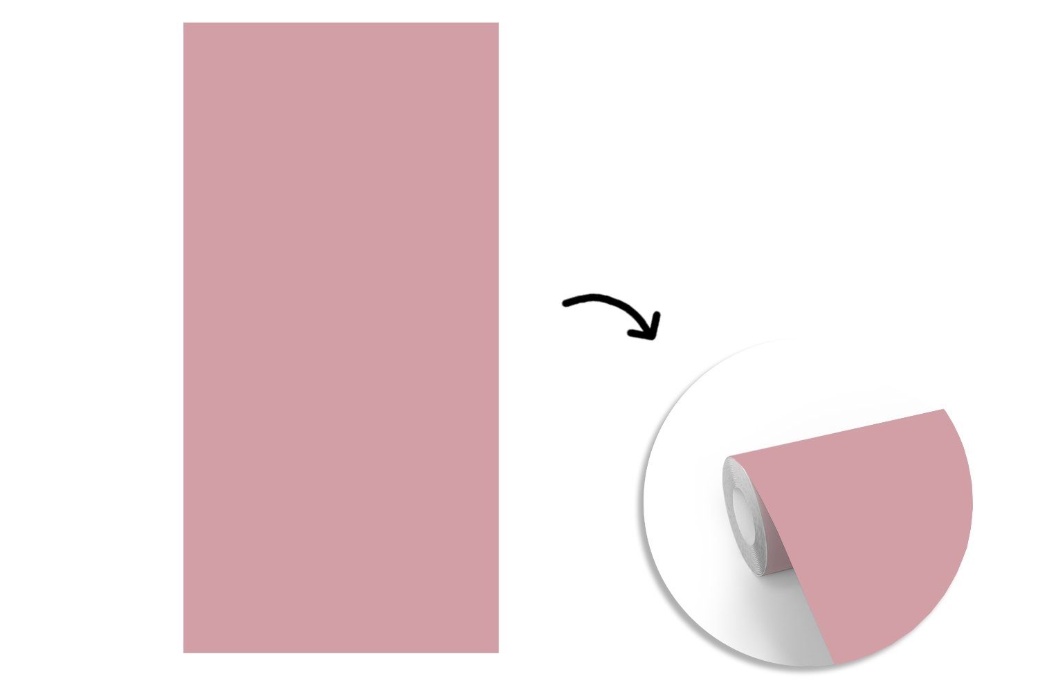 Rosa für - Fototapete Einfarbig Fototapete (2 bedruckt, Wohnzimmer Farben Innenraum Küche, St), - Schlafzimmer - Matt, - MuchoWow Farbe, Vliestapete