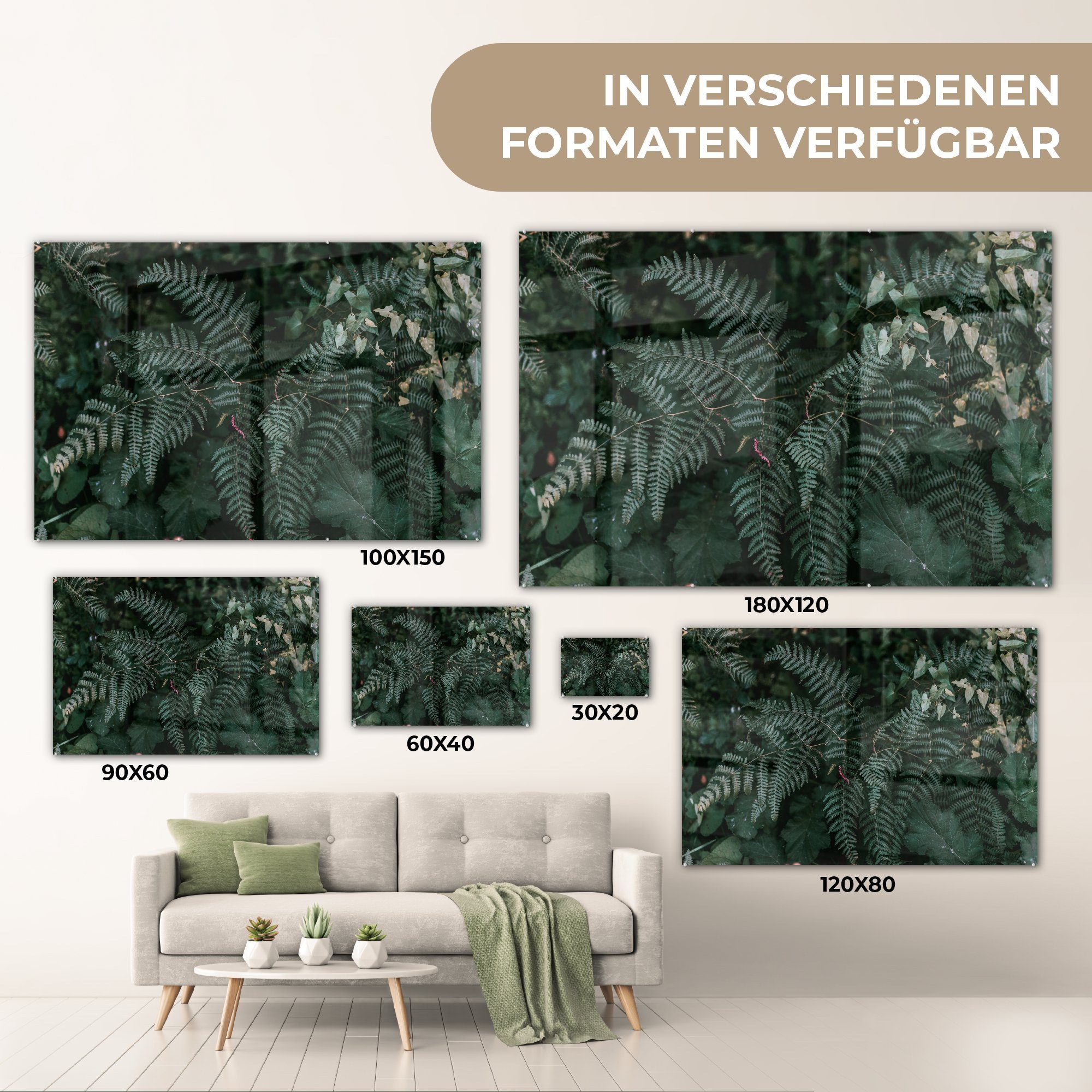 Acrylglasbilder Wohnzimmer Grüne & Acrylglasbild St), (1 MuchoWow Schlafzimmer Blätter,