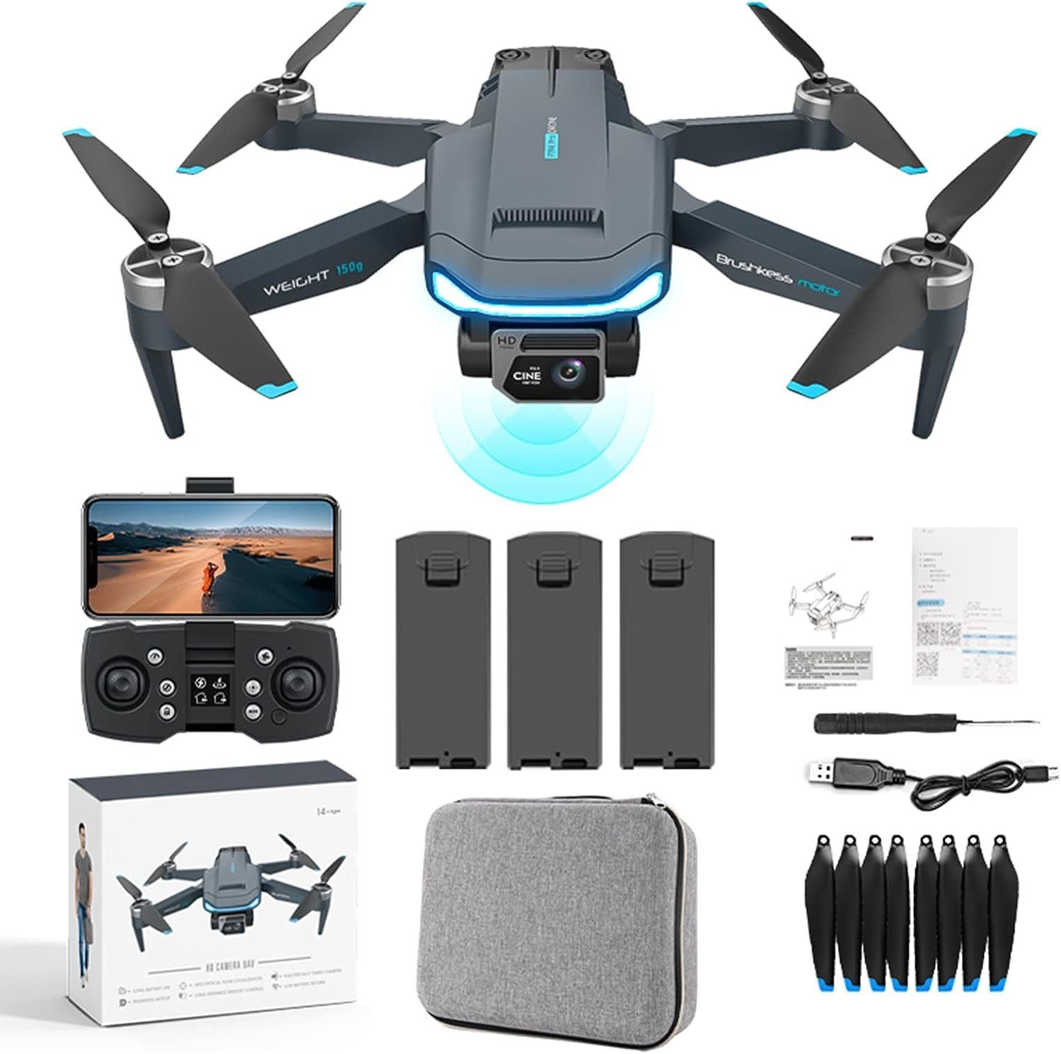 Gleto Drohne (4K Doppelkamera für Erwachsene Professionelle Drohnen mit Bürstenlosem)
