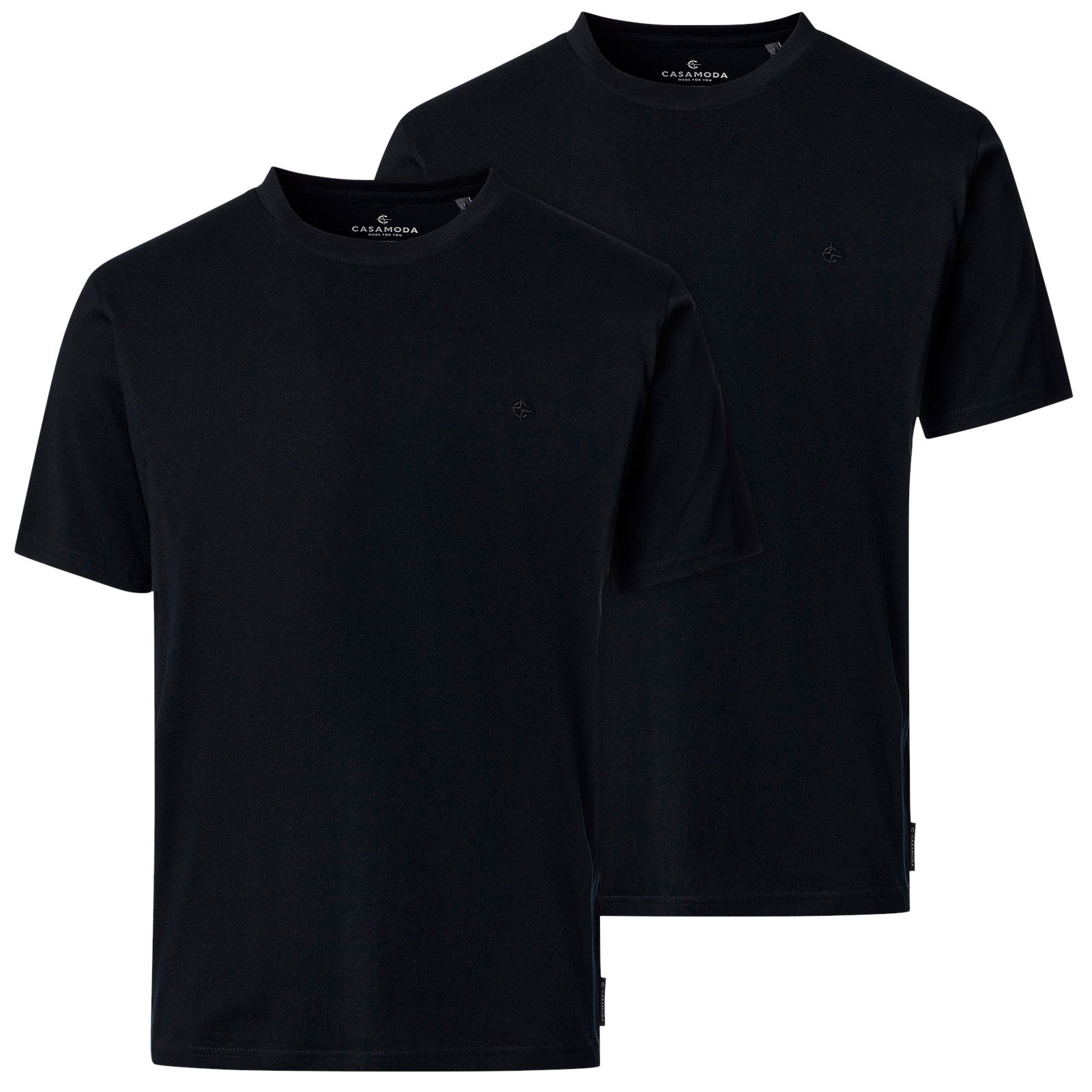 CASAMODA Rundhalsshirt CasaModa Doppelpack T-Shirts schwarz Übergröße günstig online kaufen