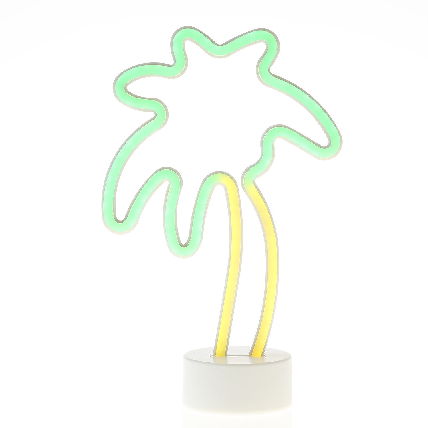 SATISFIRE LED Dekolicht LED Neonlicht Palme gelb grün Neonschild Leuchtfigur Batterie USB 30cm, LED Classic, mehrfarbig / bunt – Bild 2 von 5
