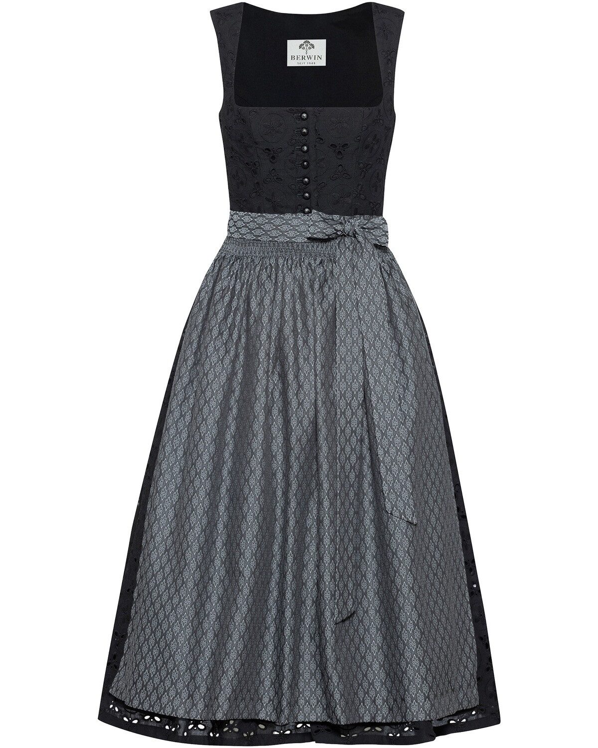 Berwin Dirndl Langes Dirndl mit Lochstickerei