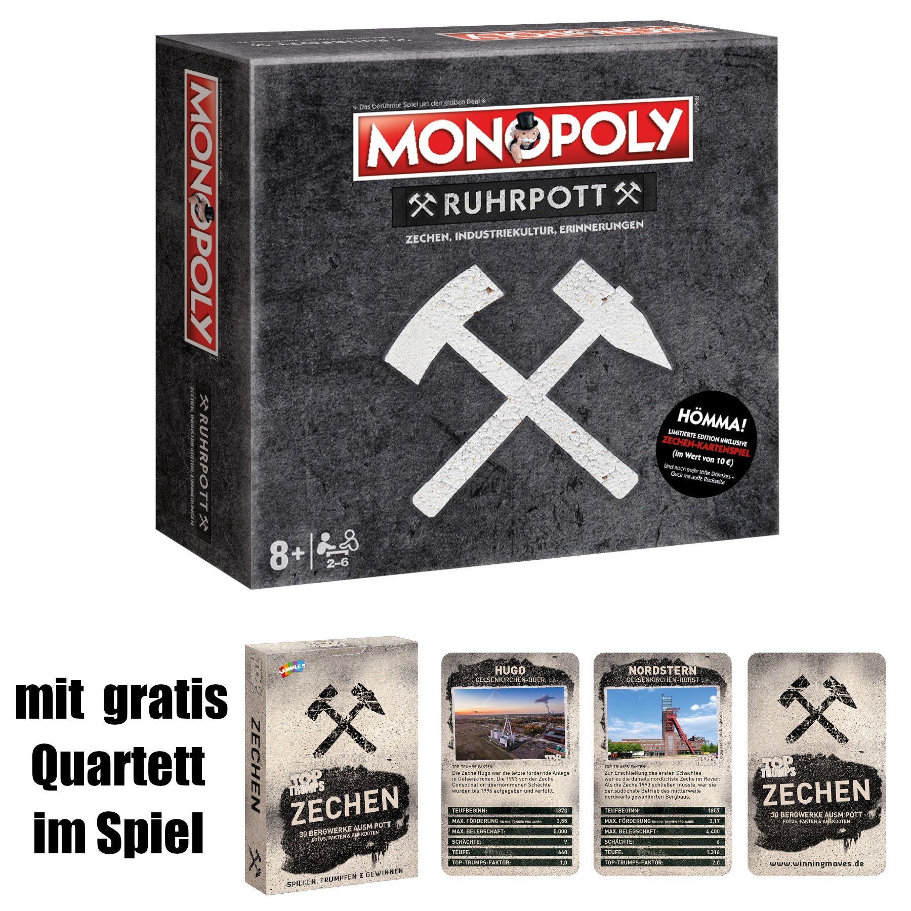 Winning Moves Spiel Monopoly Ruhrpott inkl. Quartettspiel Zechen, Brettspiel