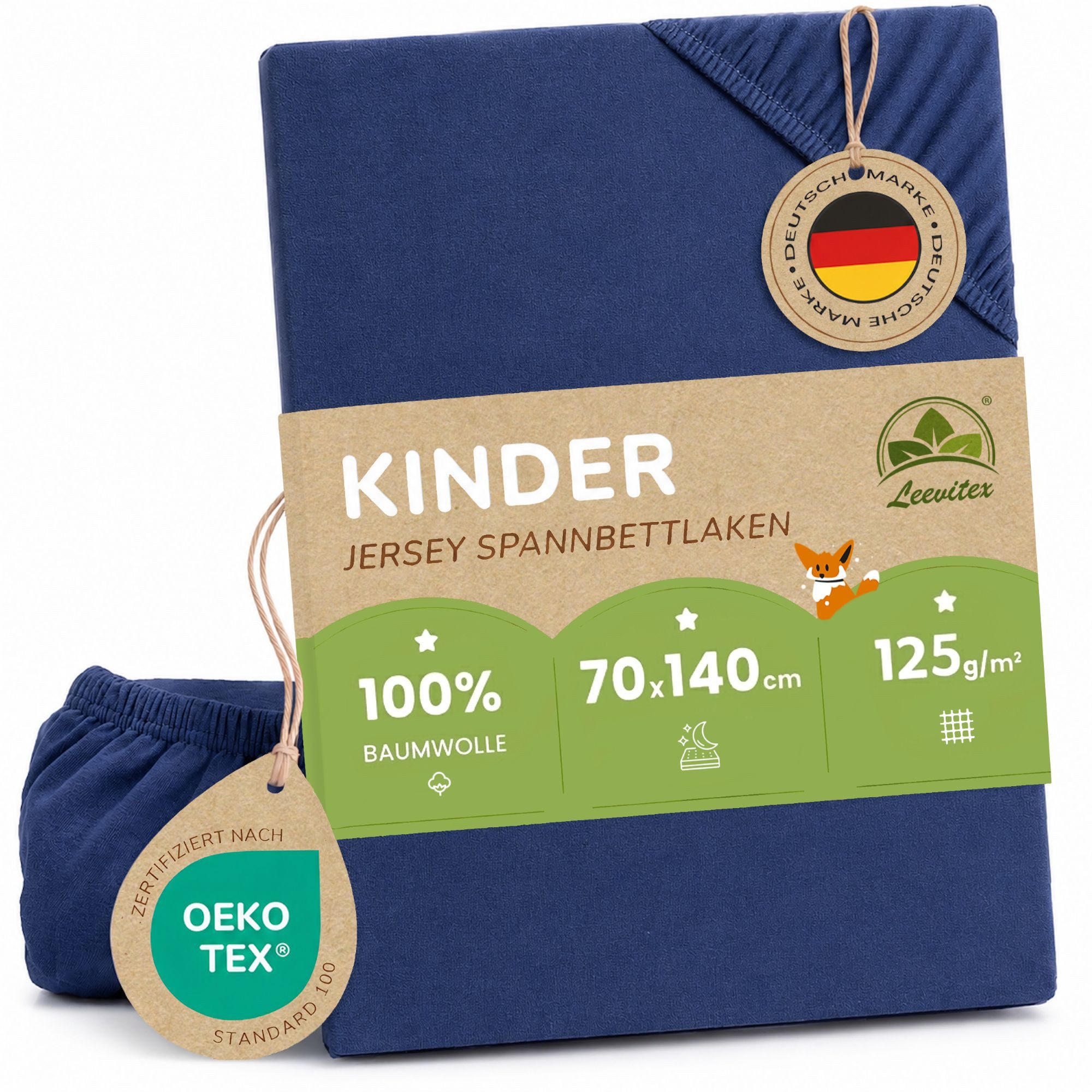 leevitex® Spannbettlaken in verschiedenen Größen und Farben, Jersey aus 100% Baumwolle, Jersey, Gummizug: rundum, (1 Stück), für Kinder- & Standardmatratzen, OEKO-TEX® STANDARD 100 zertifiziert