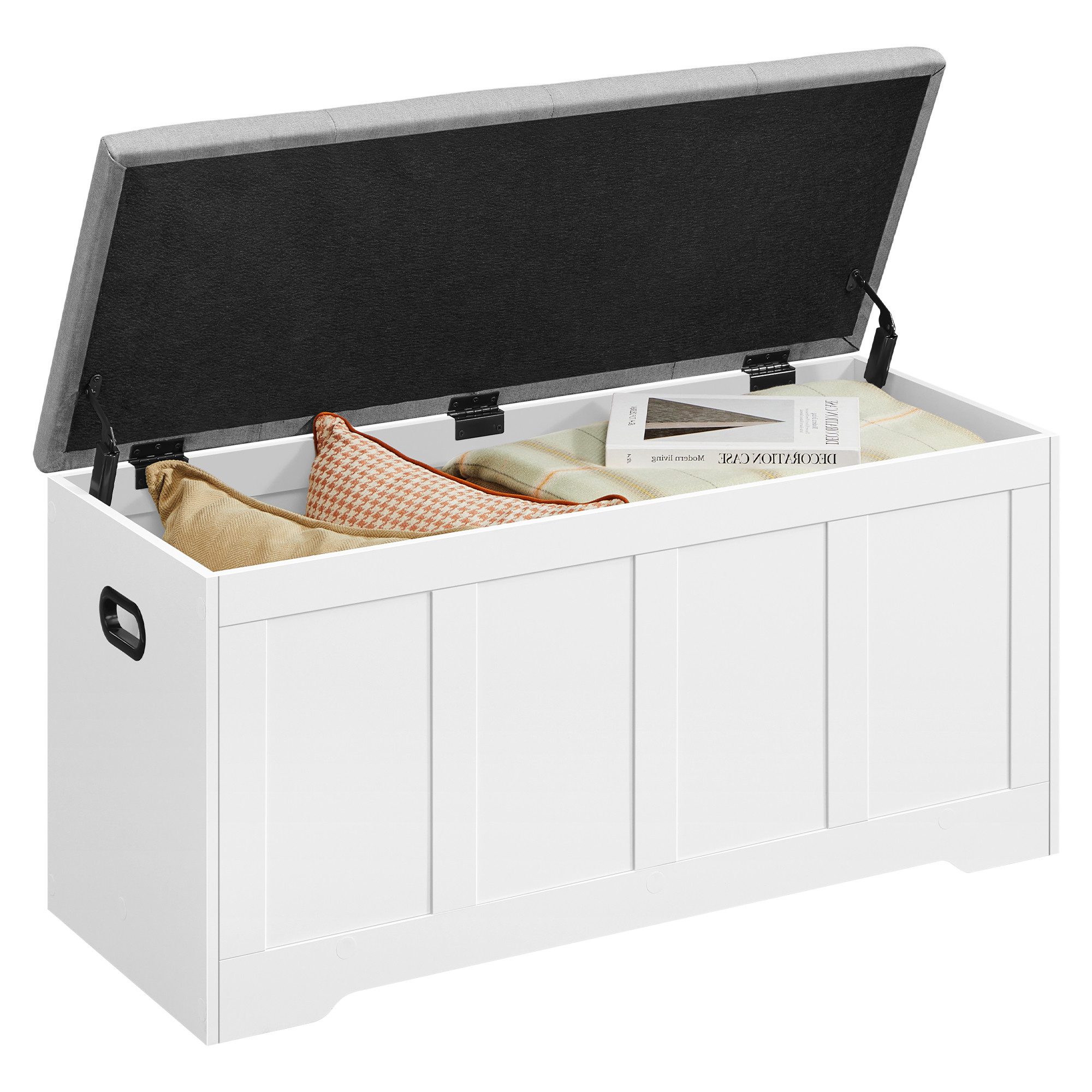 VASAGLE Schuhbank Truhe Schuhbank mit Stauraum, 41 x 101 x 49 cm, für Flur, Schlafzimmer, mit Deckel, Landhausstil
