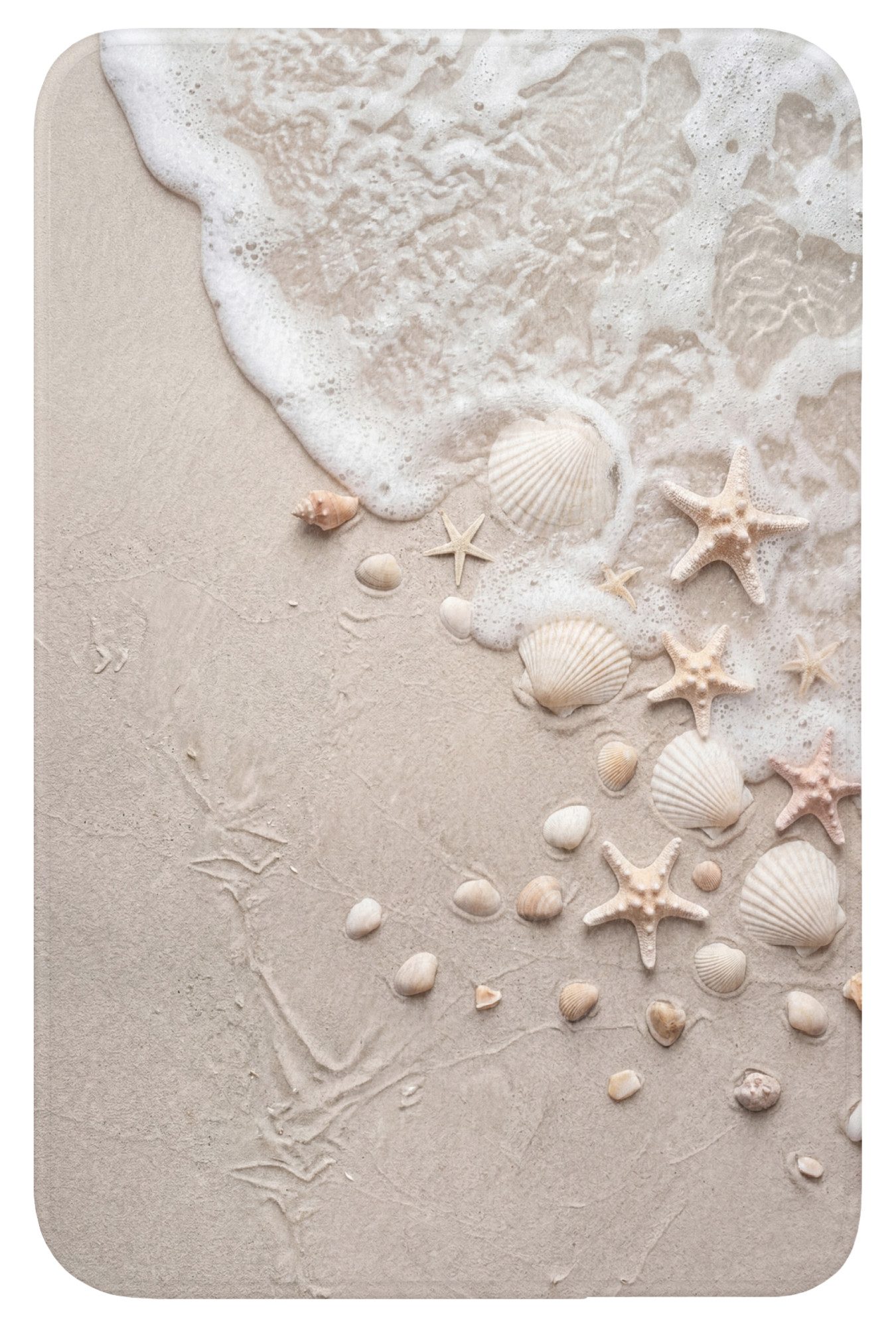 OnlyWow WC-Vorleger Muscheln - Seesterne - Strand, Höhe 10 mm, Polyester, Rechteckig, WC Teppich, Toilettenvorleger, Toilettenteppich, Badematte 40x60 cm