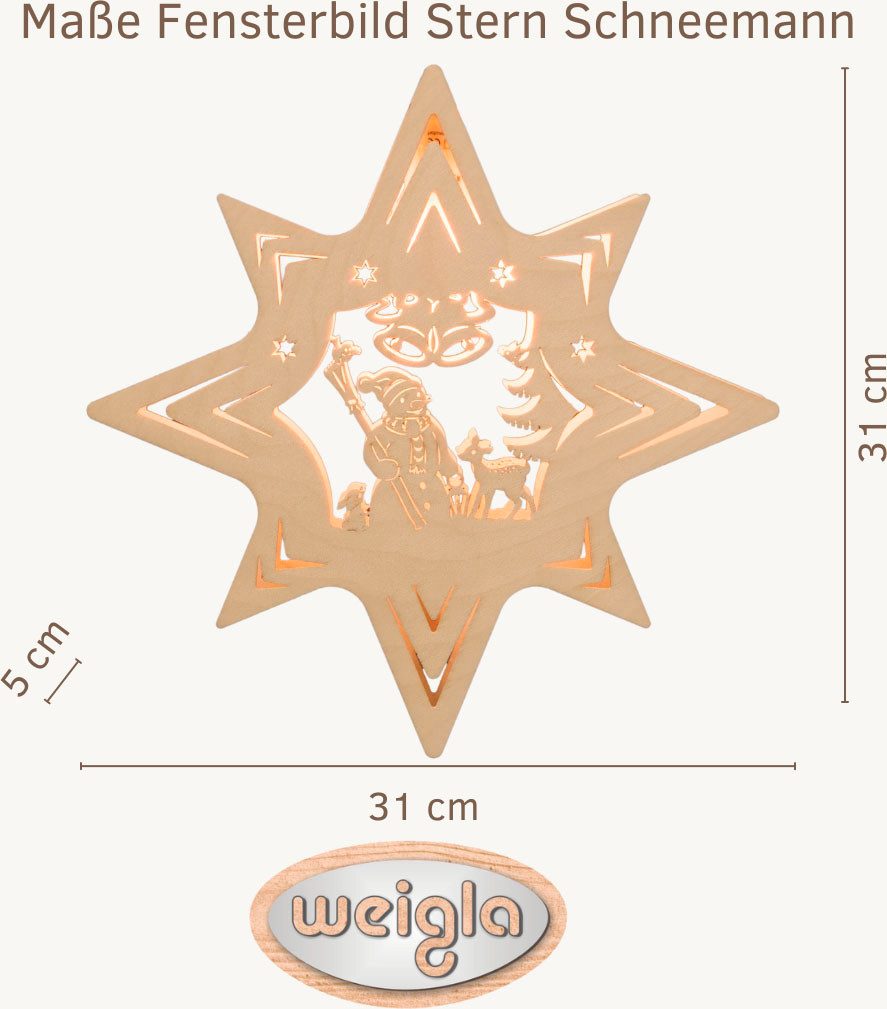 Weigla Dekostern Schneemann, beleuchtetes Fensterbild, NATUR, Made in Germa günstig online kaufen