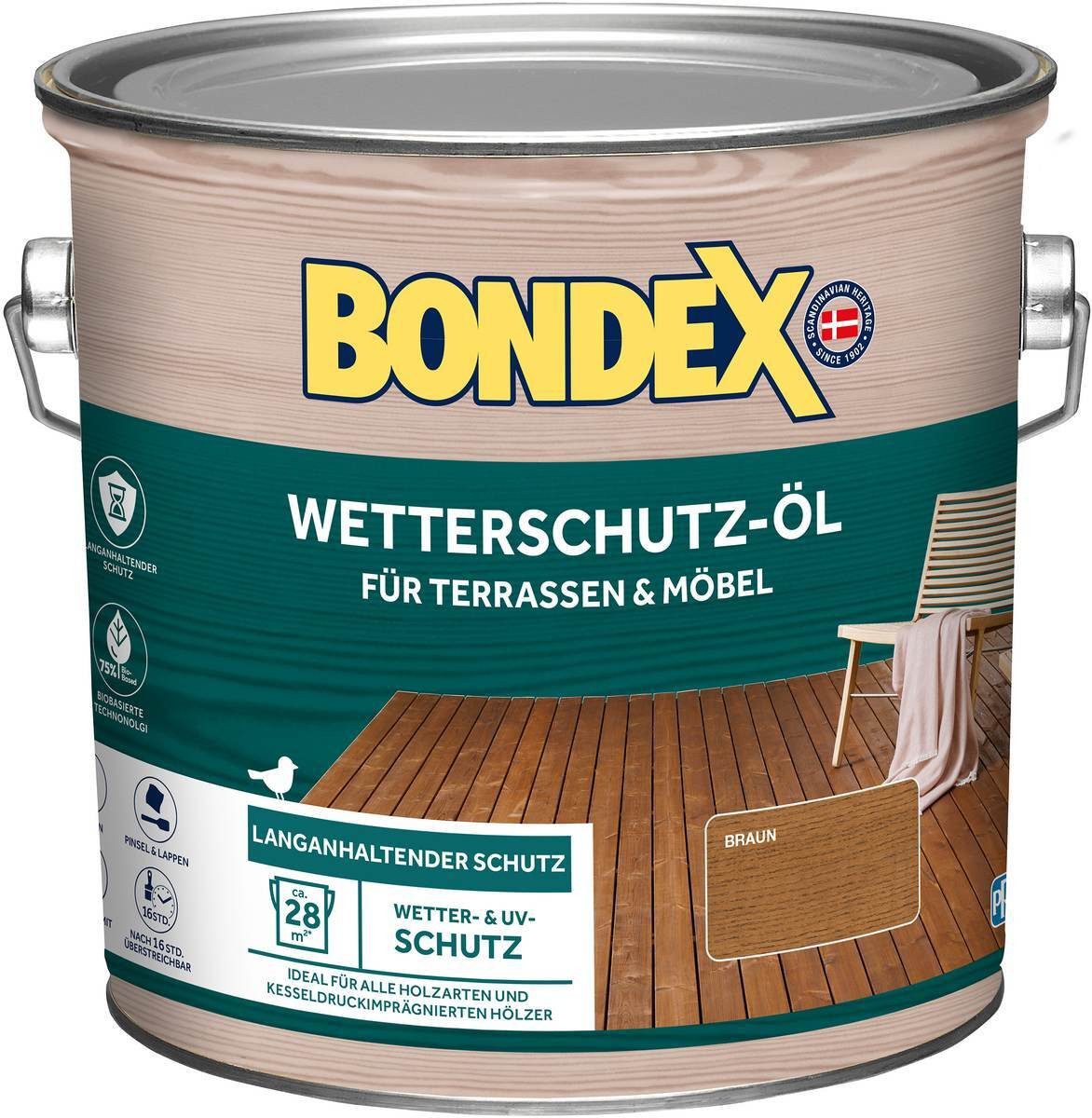 Bondex Wetterschutzfarbe Wetterschutz-Öl für Aussen, UV-Schutz, matt, wasserabweisend