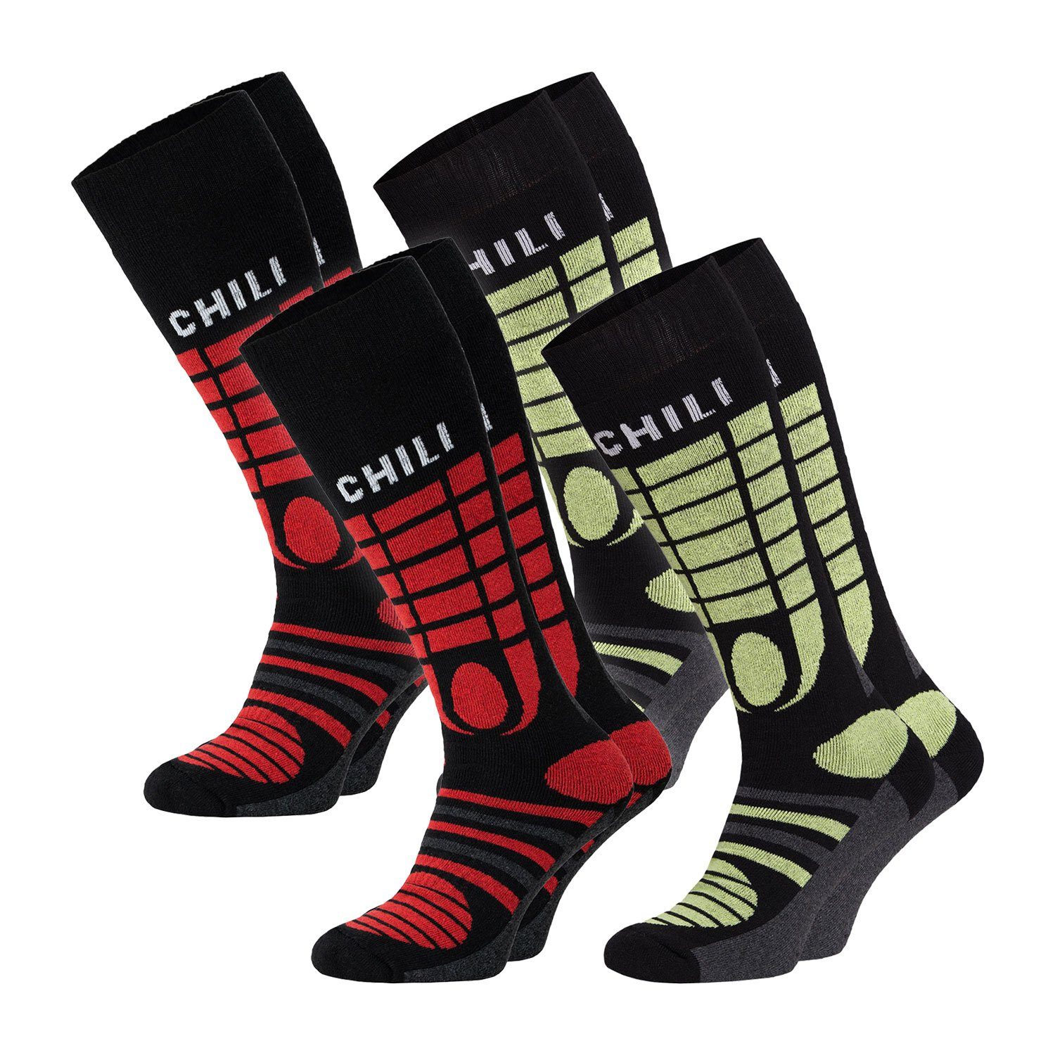 Chili Lifestyle Strümpfe Winter Socken Ski Knie Yeon/Red 4 Paar