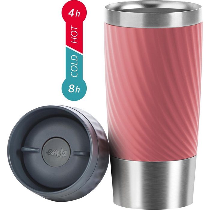 Emsa Thermobecher Tavel Mug Easy Twist Edelstahl 0 36L Edelstahl 360°Trinköffnung spülmaschinenfest 4h warm/ 8h kalt AR11507