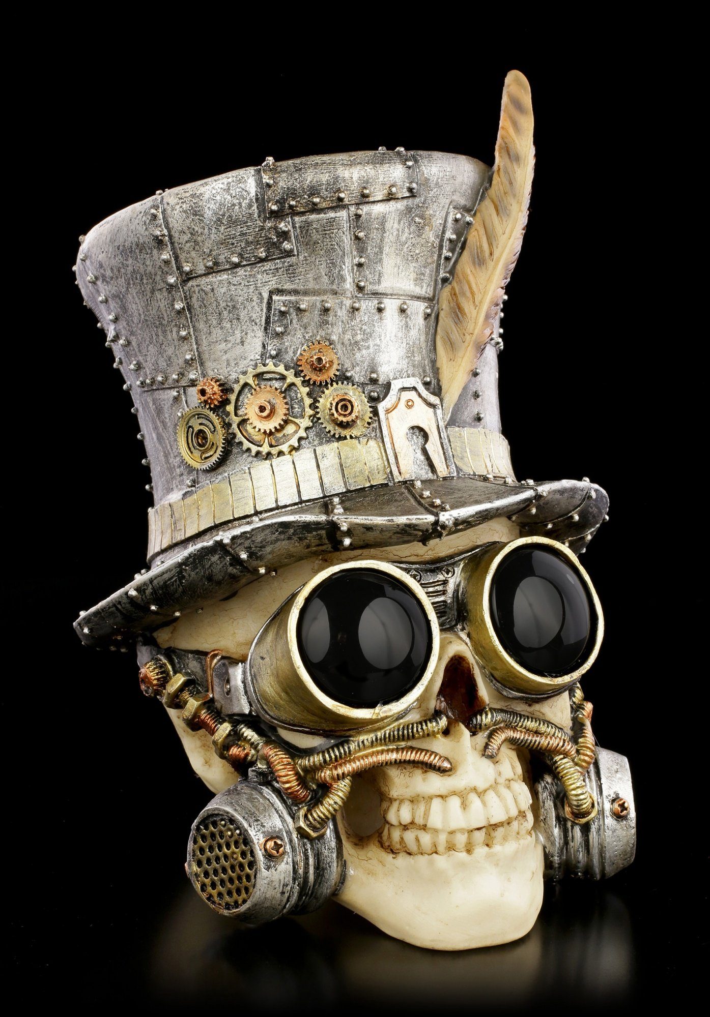 Figuren Shop GmbH Dekofigur Steampunk Totenkopf - Count Archibald - Fantasy Gothic Dekoration