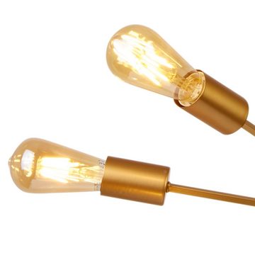 etc-shop LED Pendelleuchte, Leuchtmittel inklusive, Warmweiß, Design Decken Hänge Lampe GOLD Wohn Zimmer FILAMENT Pendel Leuchte im