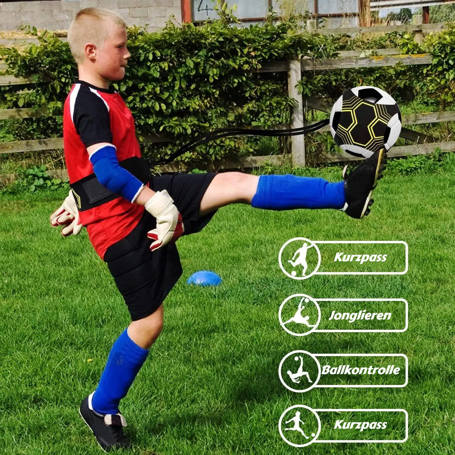 BlingBin Trainingshilfe Fußball Kick Trainer, Einstellbare Fußball Training Taille Gürtel, Fußball Praxis Ausrüstung Geeignet für Fußbälle der Größen 3, 4 und 5