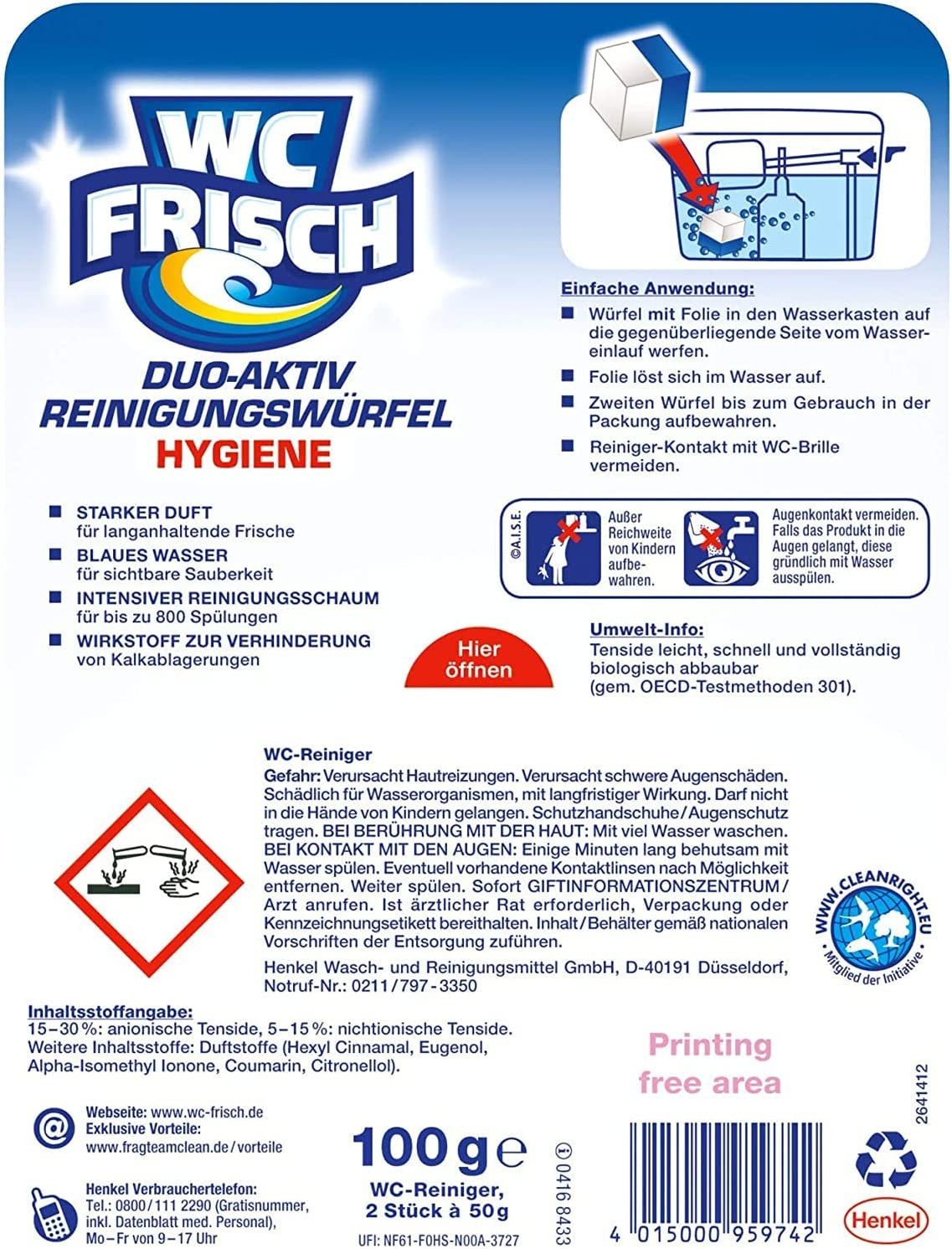 WC Frisch Duo Aktiv Reinigungswürfel WC-Reiniger (Spar-Pack, [6-St. für Wasserkästen)