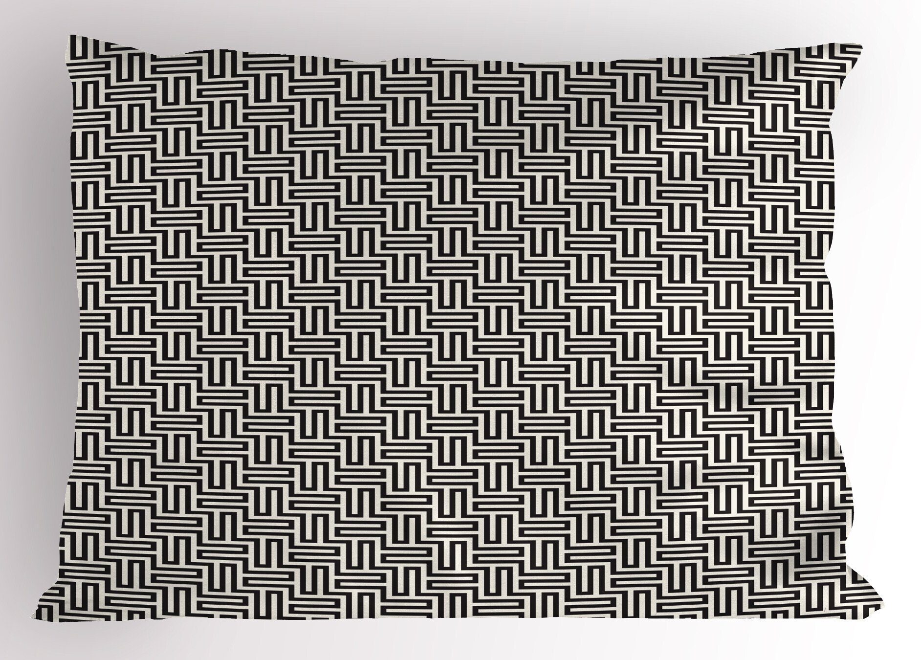 Kissenbezüge Dekorativer Standard King Size Kissenbezug, Abstrakt Abakuhaus Moderne (1 Stück), Linien Gedruckter Monochrom