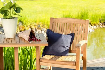 Kai Wiechmann Gartensessel Massiver Premium Teak Sessel als wetterfester Gartenstuhl aus Holz, ergonomisch geformter Teakholzsessel