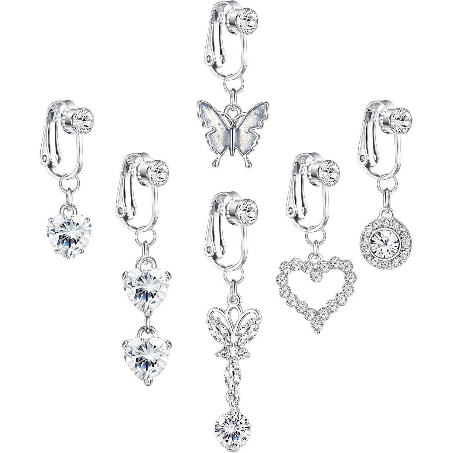Bauchnabelpiercing 6 Stück Clip On Bauchnabel Piercing Chirurgenstahl Falsch Belly